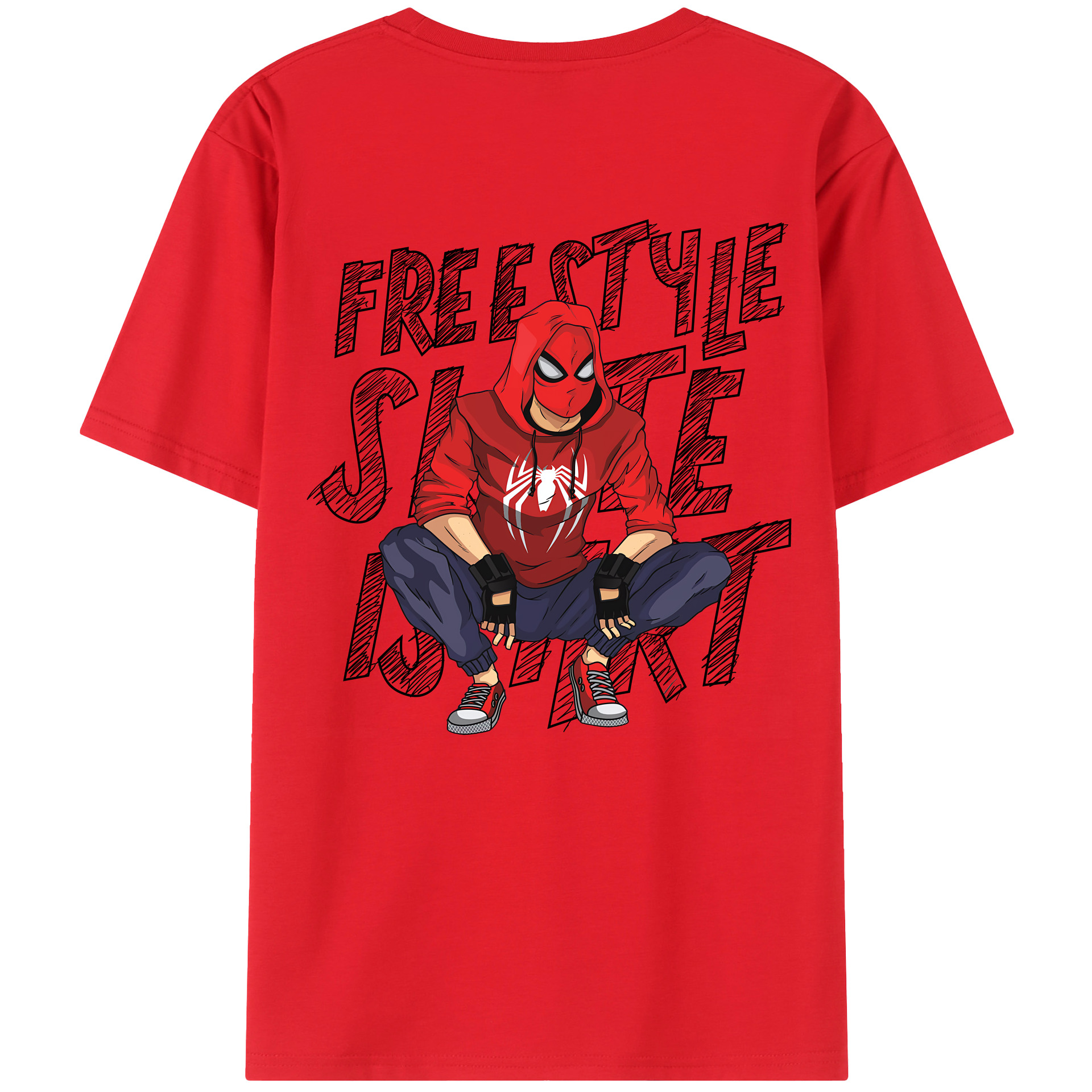 （画像用） Spider Man スパイダーマン 綿100％ メンズ半袖Tシャツ（バックプリント） 通気性
