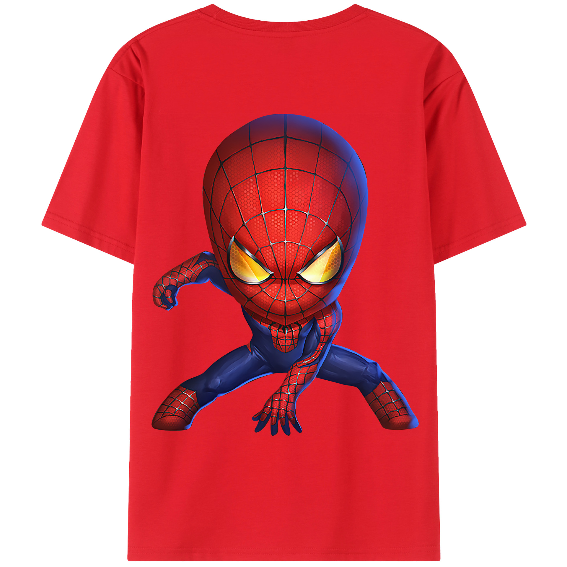 （画像用） Spider Man スパイダーマン 綿100％ メンズ半袖Tシャツ（バックプリント） 通気性