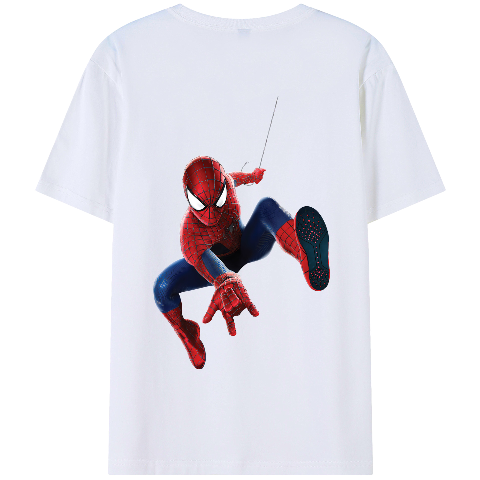 （画像用） Spider Man スパイダーマン 綿100％ メンズ半袖Tシャツ（バックプリント） 通気性