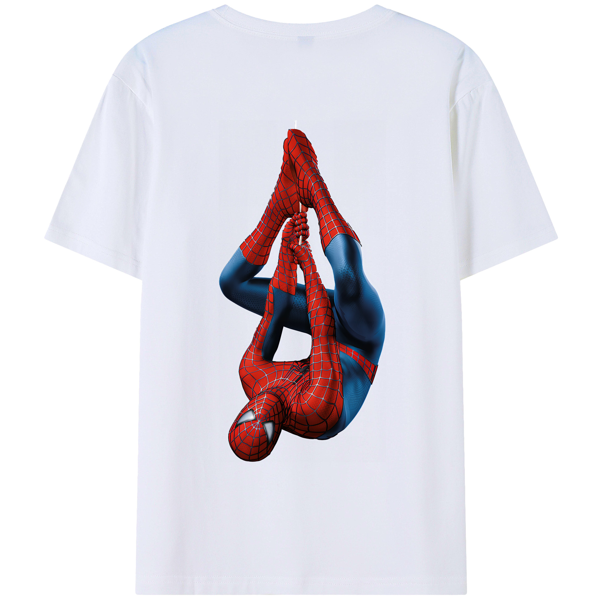（画像用） Spider Man スパイダーマン 綿100％ メンズ半袖Tシャツ（バックプリント） 通気性