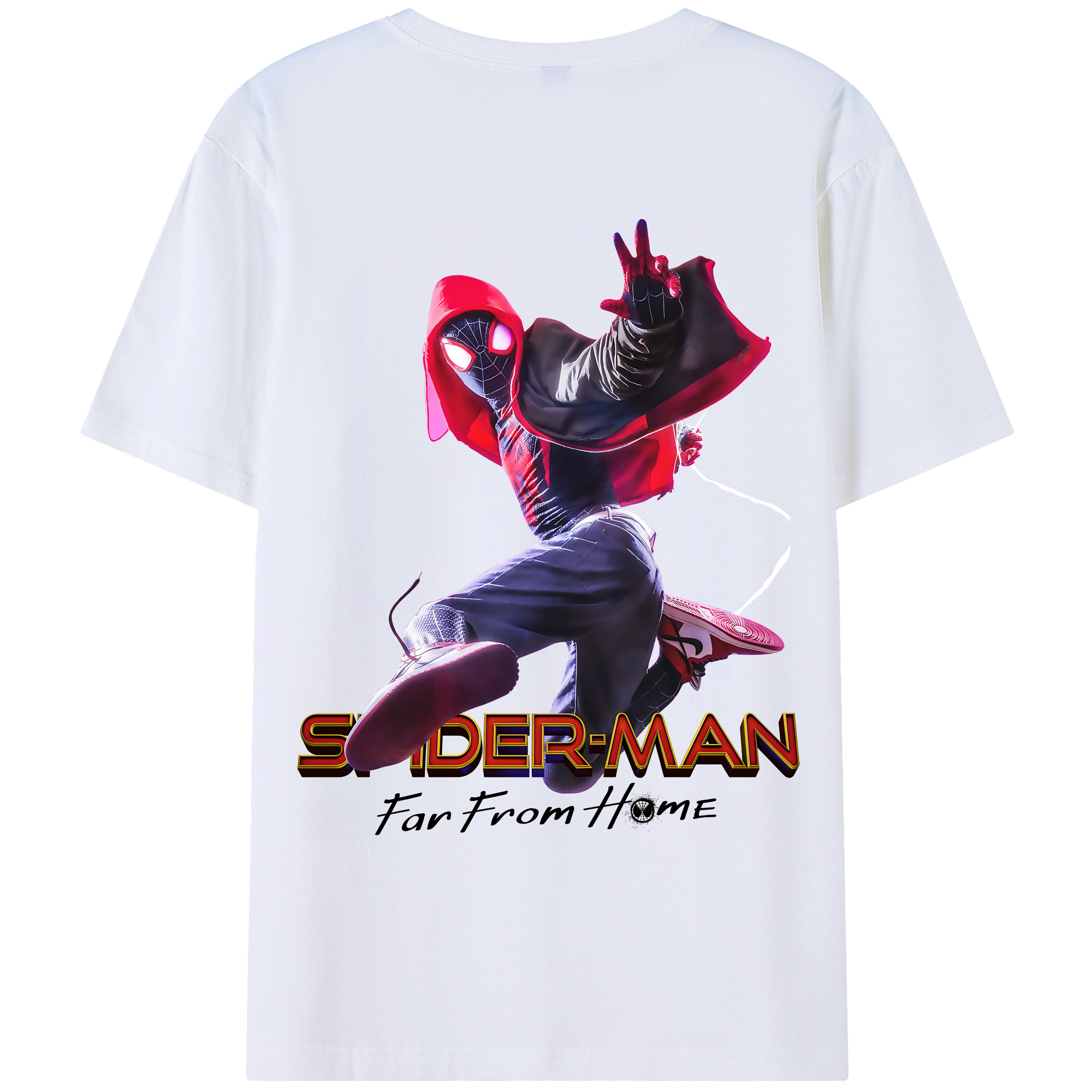 （画像用） Spider Man スパイダーマン 綿100％ メンズ半袖Tシャツ（バックプリント） 通気性