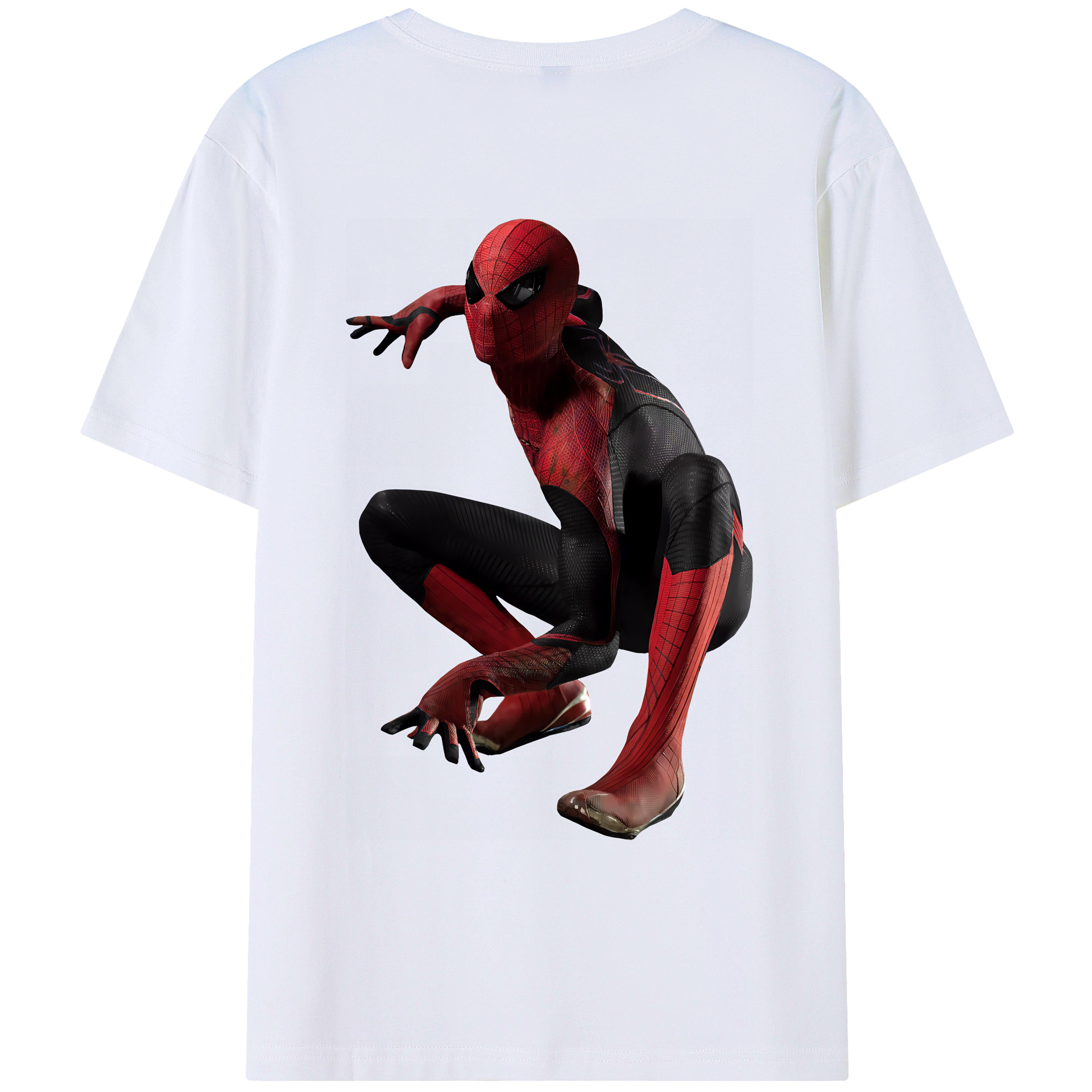（画像用） Spider Man スパイダーマン 綿100％ メンズ半袖Tシャツ（バックプリント） 通気性