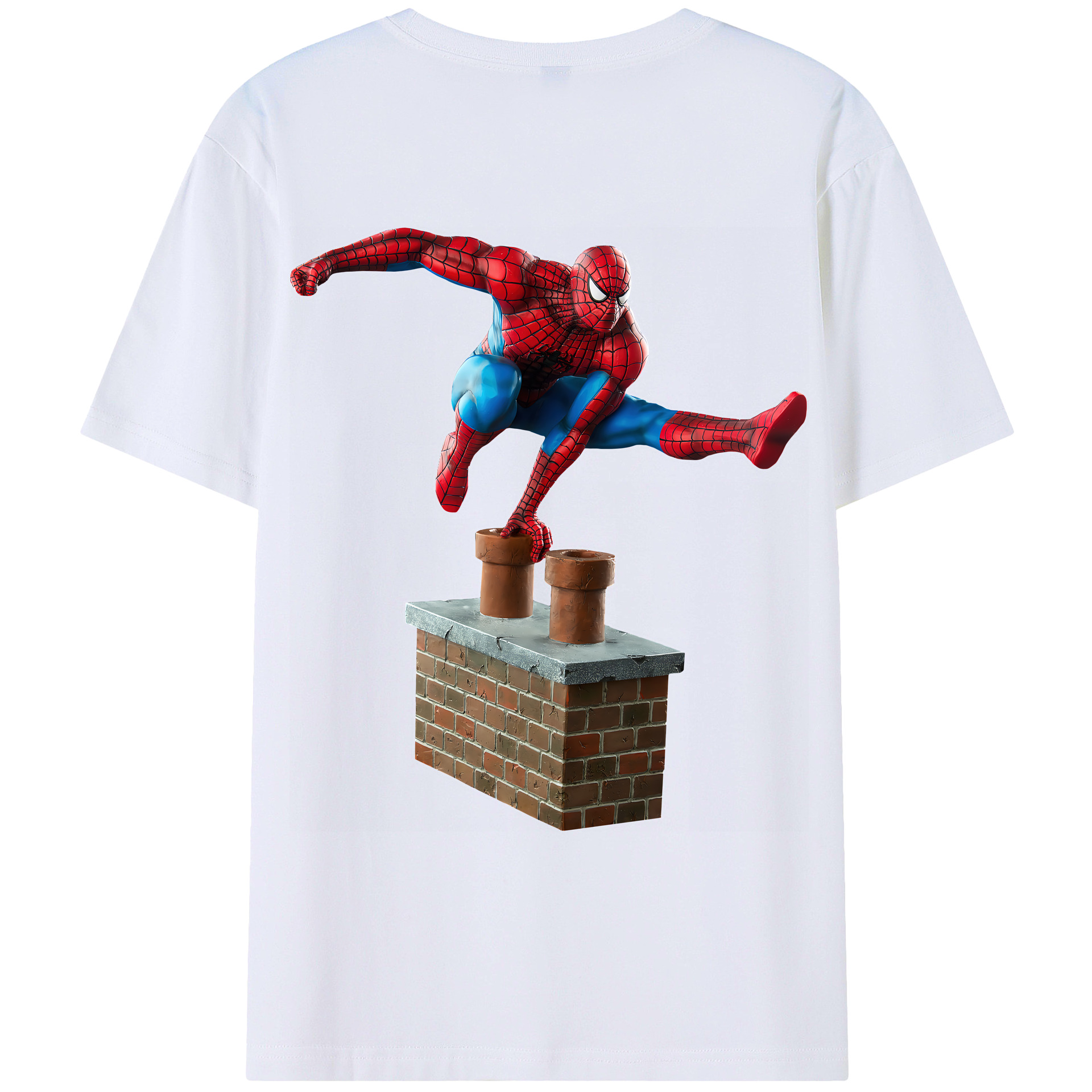 （画像用） Spider Man スパイダーマン 綿100％ メンズ半袖Tシャツ（バックプリント） 通気性