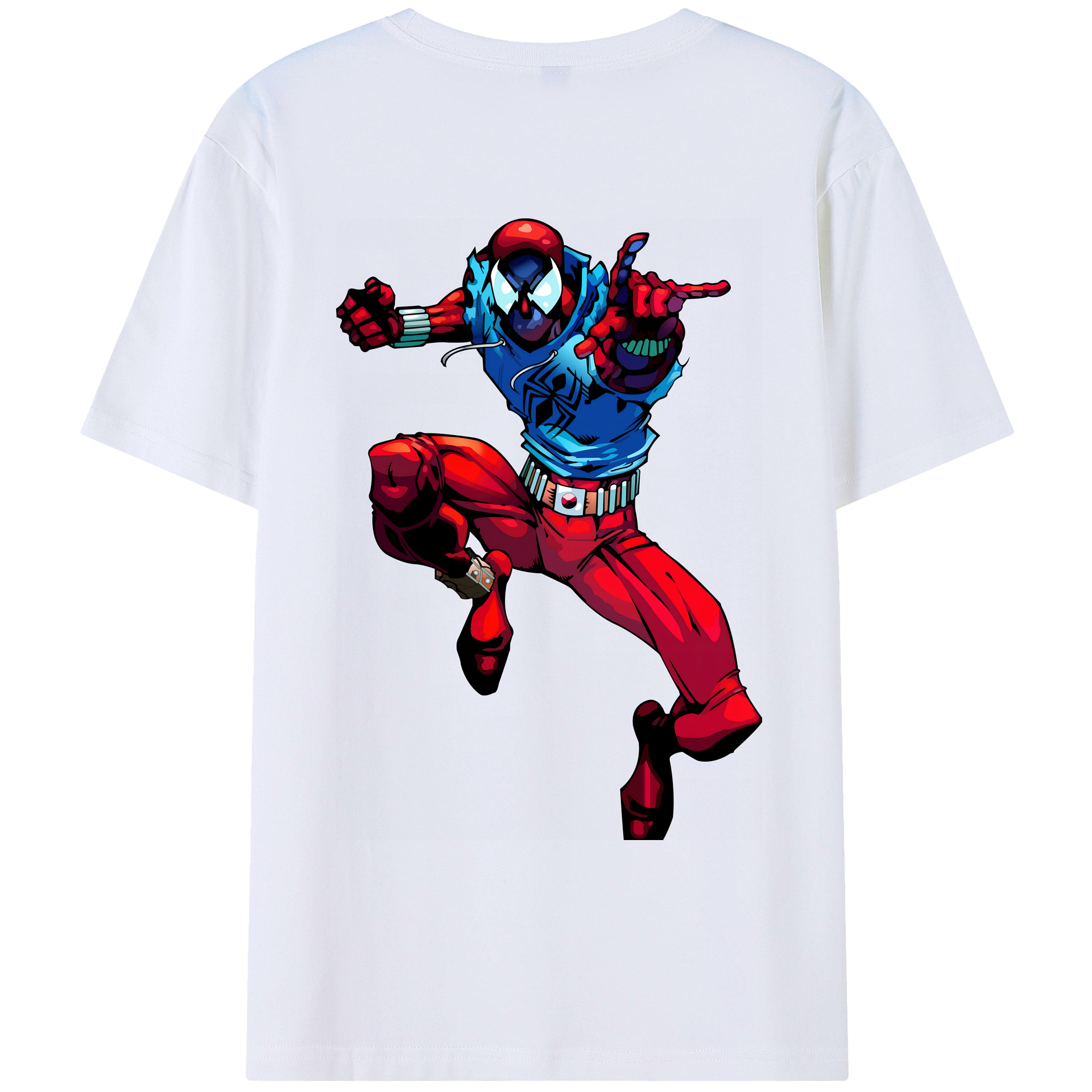 （画像用） Spider Man スパイダーマン 綿100％ メンズ半袖Tシャツ（バックプリント） 通気性
