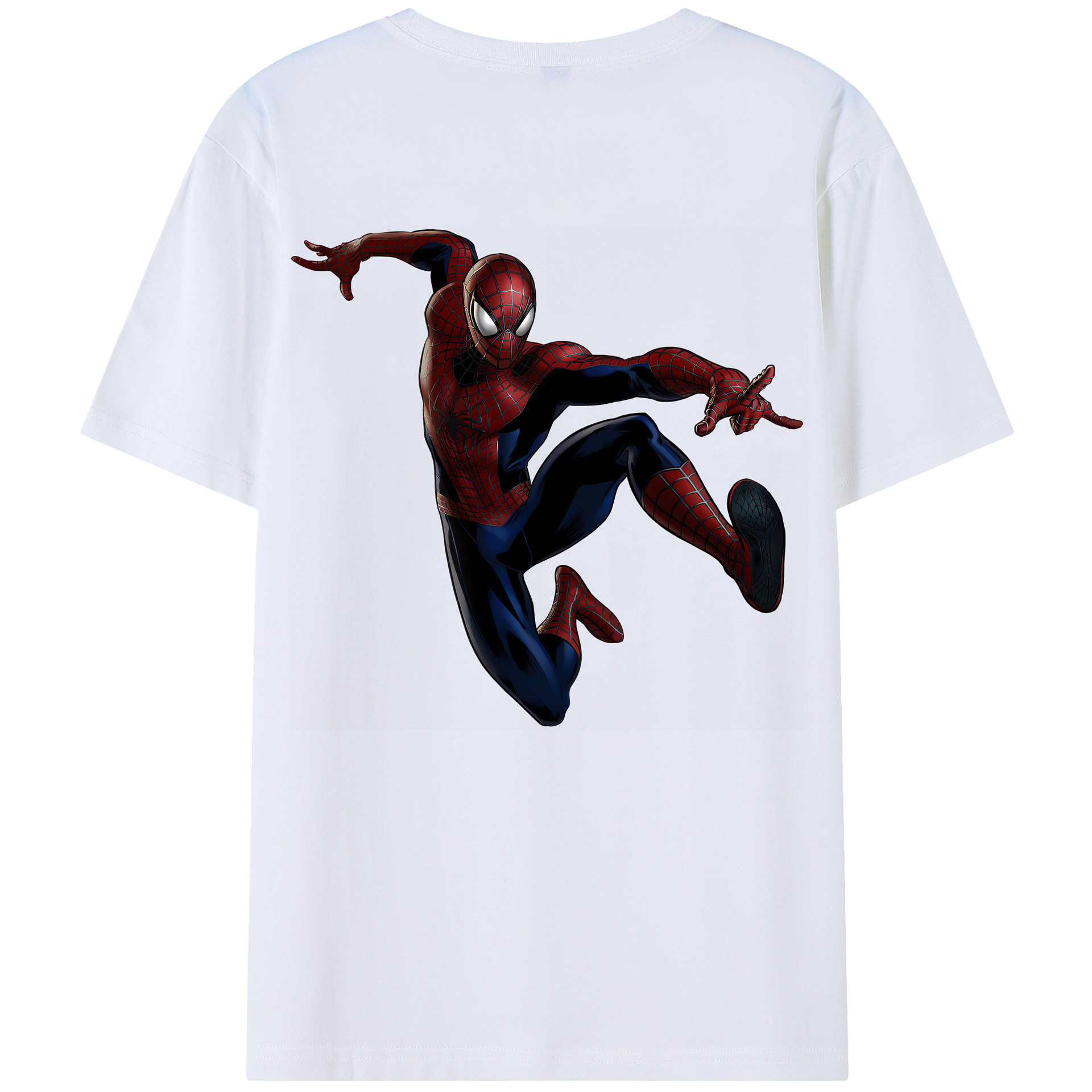 （画像用） Spider Man スパイダーマン 綿100％ メンズ半袖Tシャツ（バックプリント） 通気性