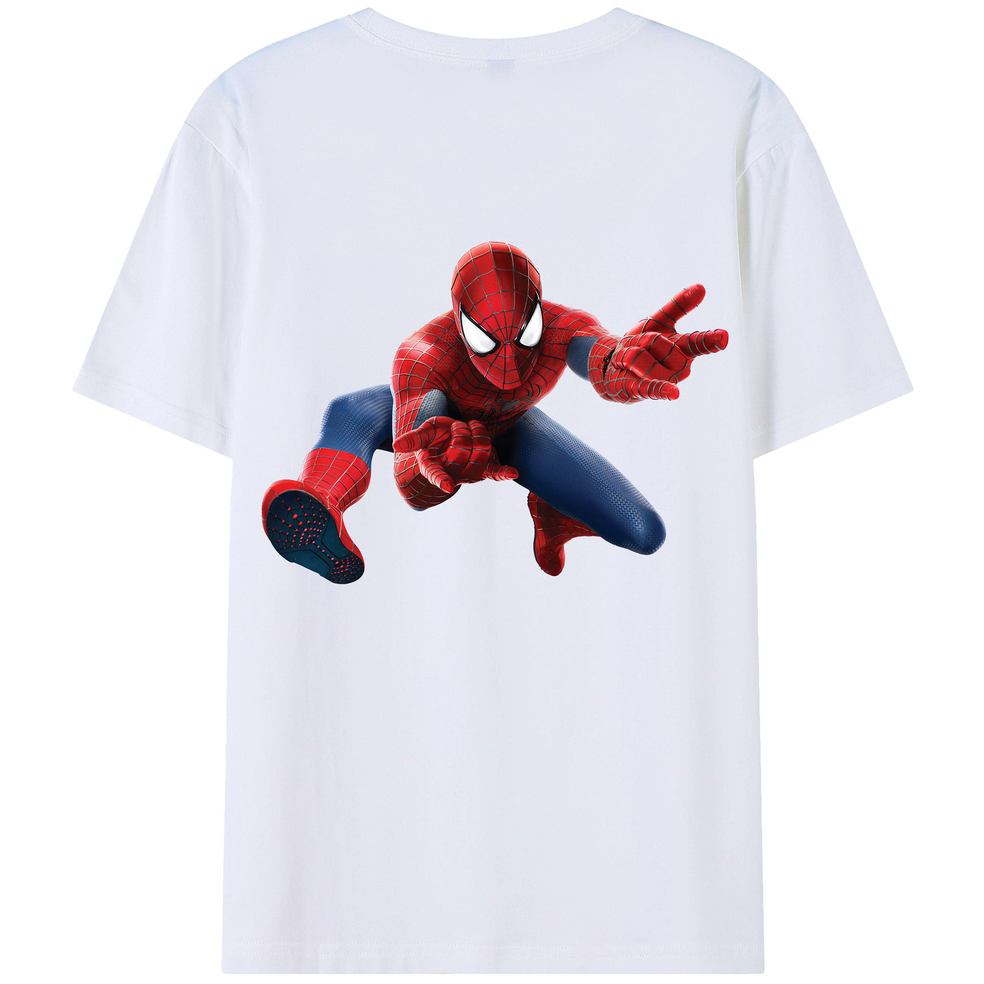 （画像用） Spider Man スパイダーマン 綿100％ メンズ半袖Tシャツ（バックプリント） 通気性