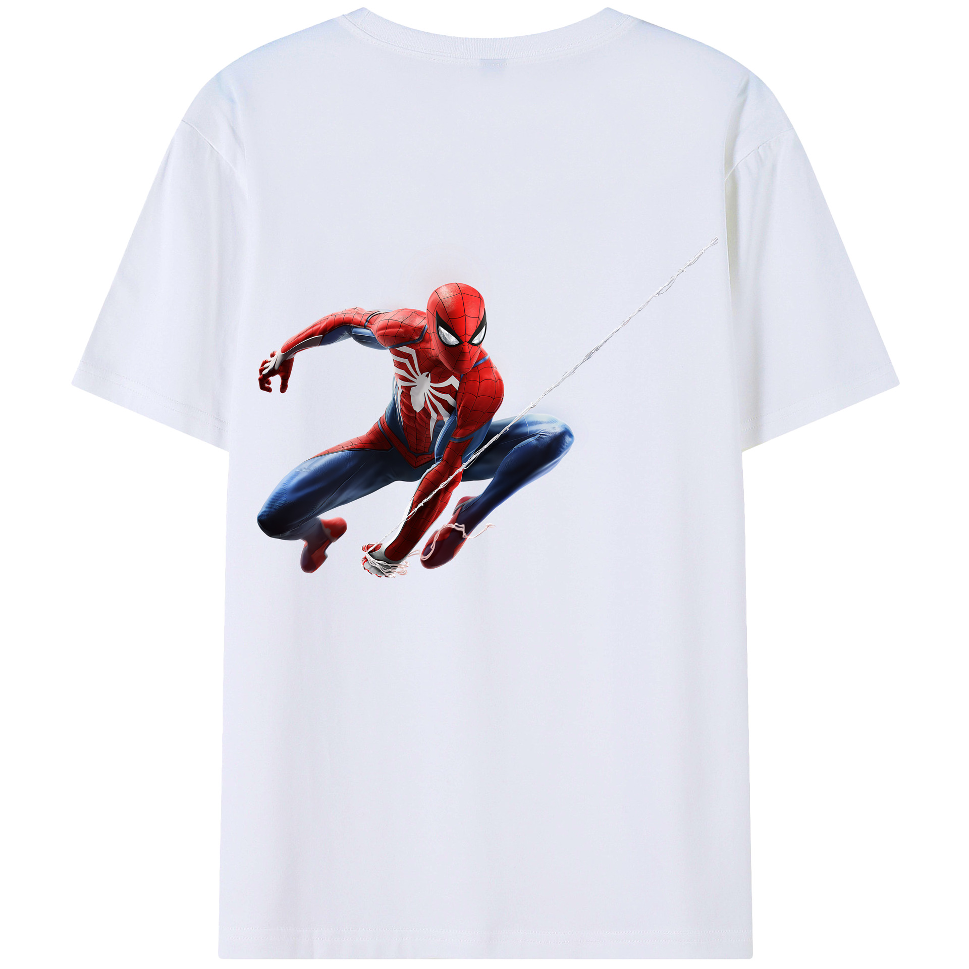 （画像用） Spider Man スパイダーマン 綿100％ メンズ半袖Tシャツ（バックプリント） 通気性