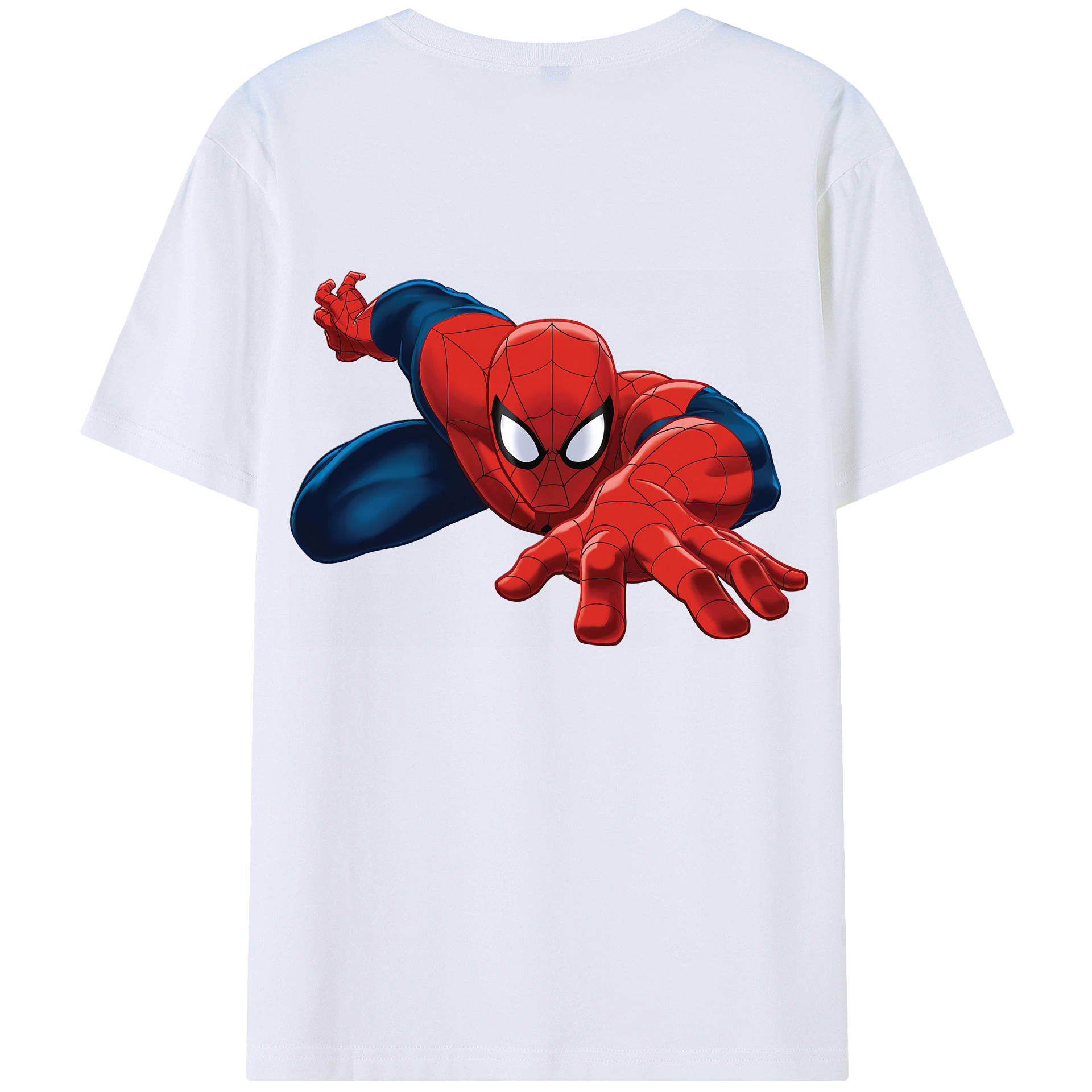 （画像用） Spider Man スパイダーマン 綿100％ メンズ半袖Tシャツ（バックプリント） 通気性