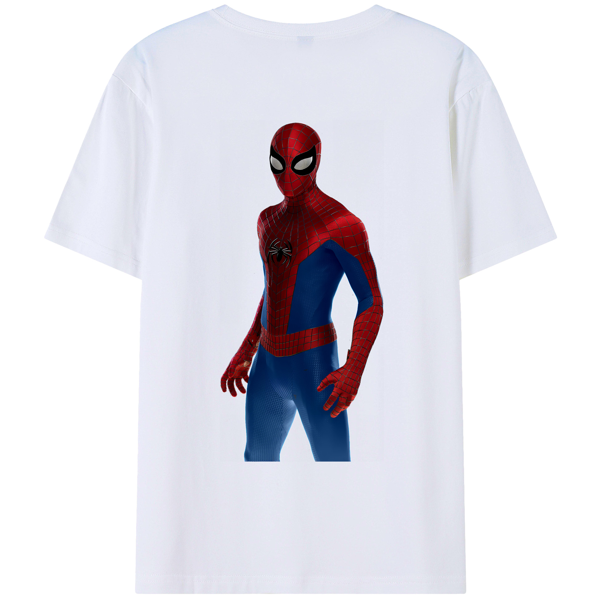 （画像用） Spider Man スパイダーマン 綿100％ メンズ半袖Tシャツ（バックプリント） 通気性