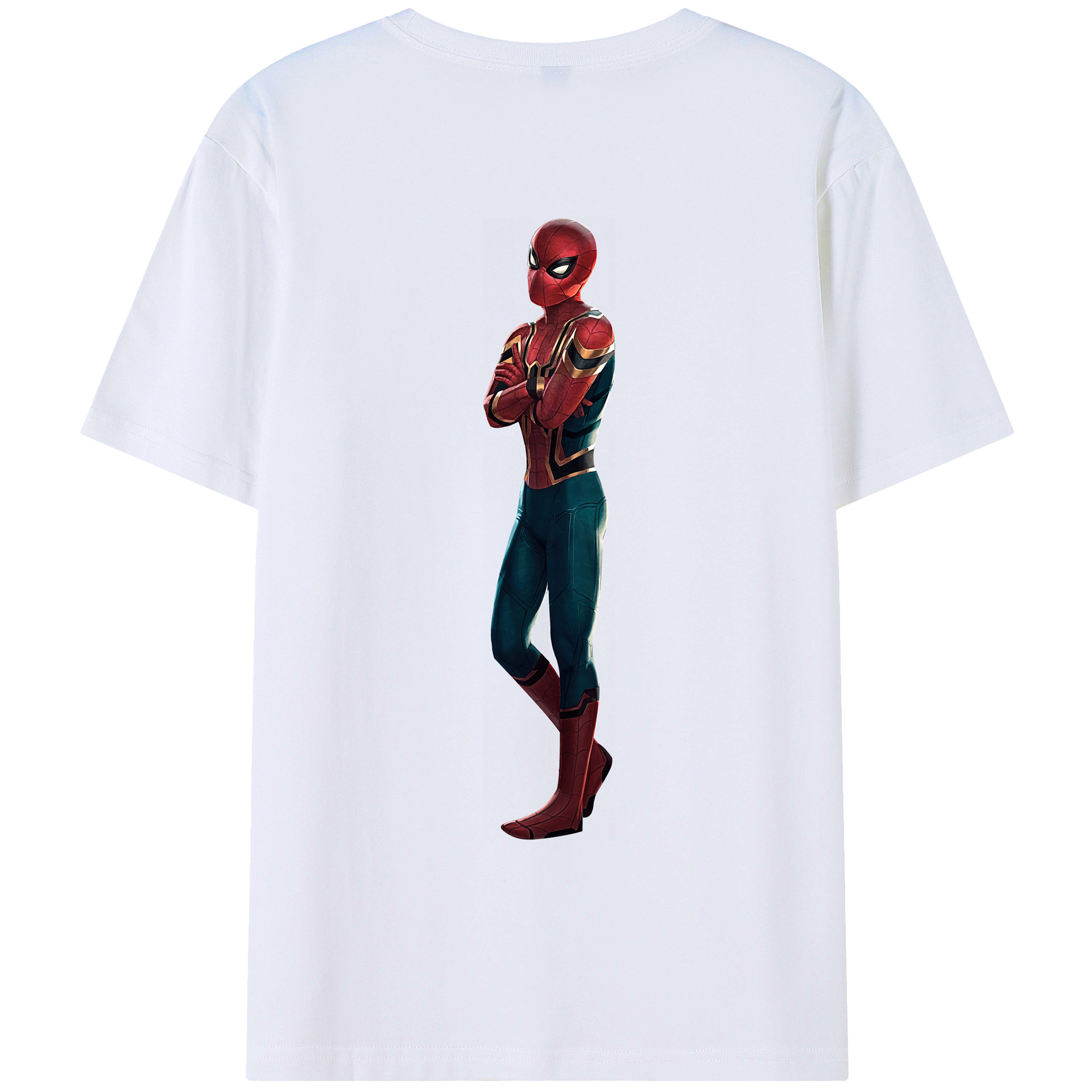 （画像用） Spider Man スパイダーマン 綿100％ メンズ半袖Tシャツ（バックプリント） 通気性