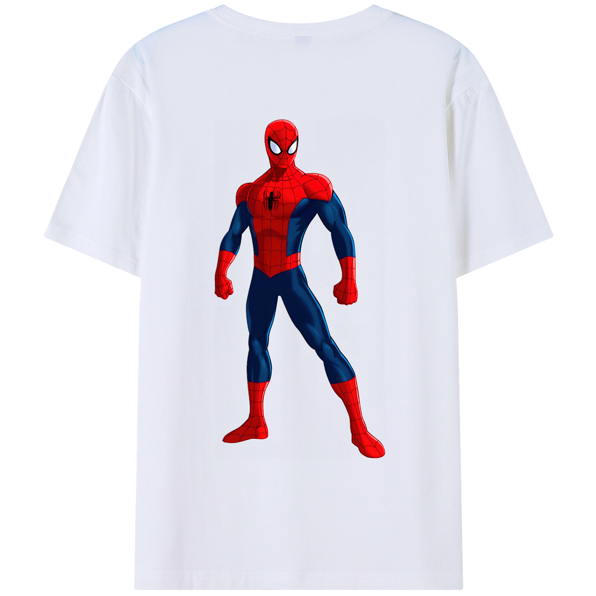 （画像用） Spider Man スパイダーマン 綿100％ メンズ半袖Tシャツ（バックプリント） 通気性
