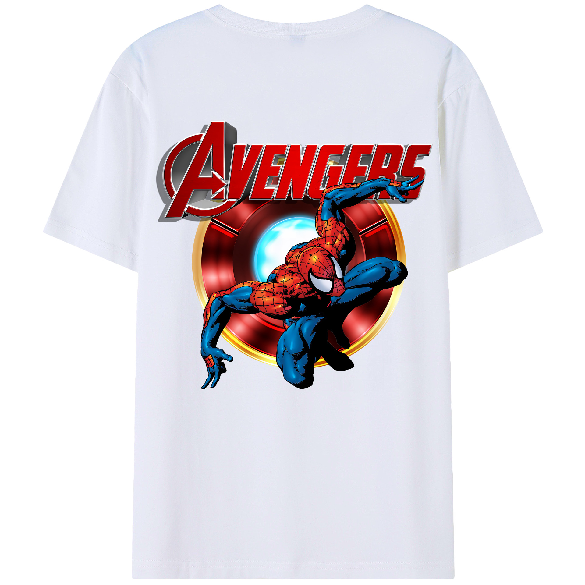 （画像用） Spider Man スパイダーマン 綿100％ メンズ半袖Tシャツ（バックプリント） 通気性
