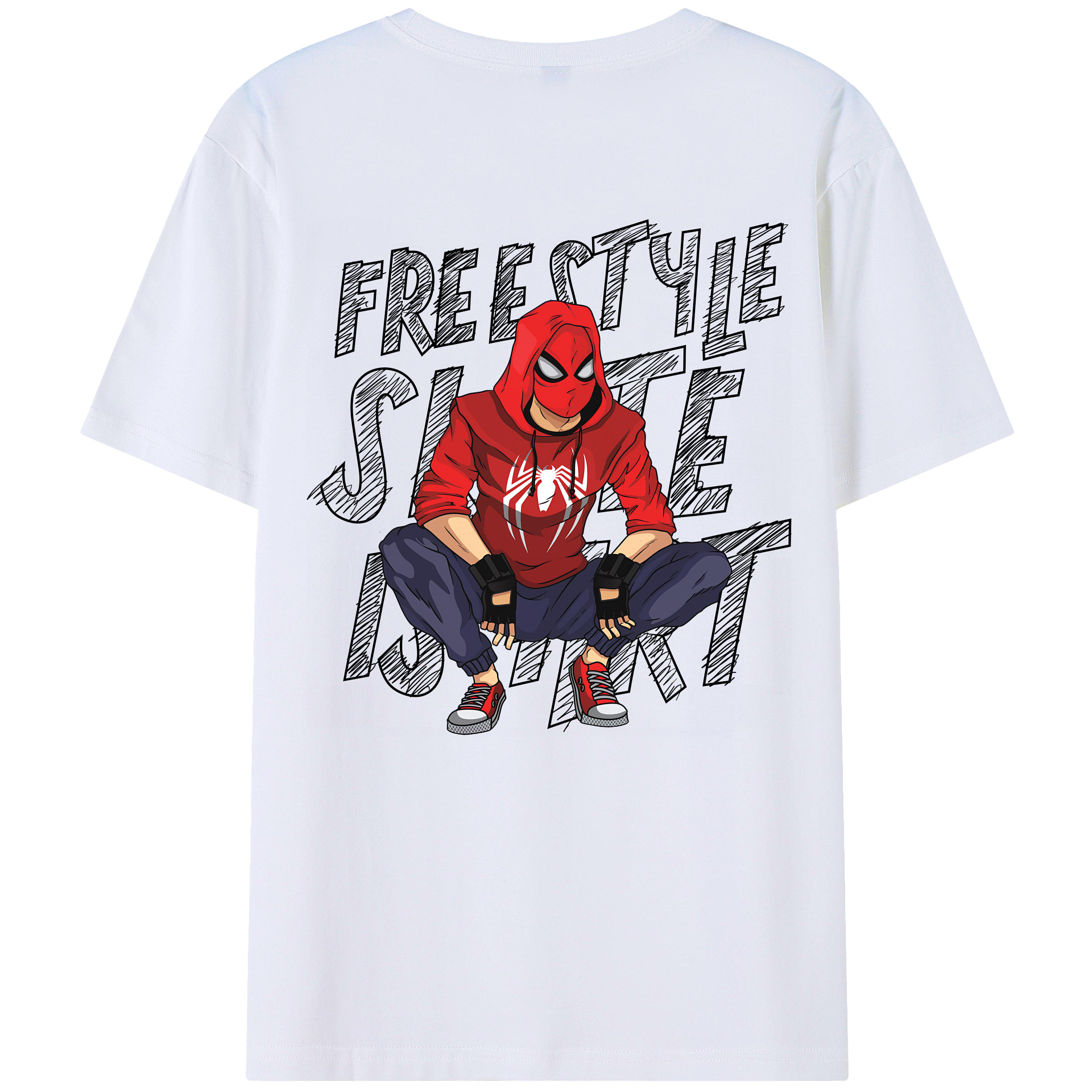 （画像用） Spider Man スパイダーマン 綿100％ メンズ半袖Tシャツ（バックプリント） 通気性