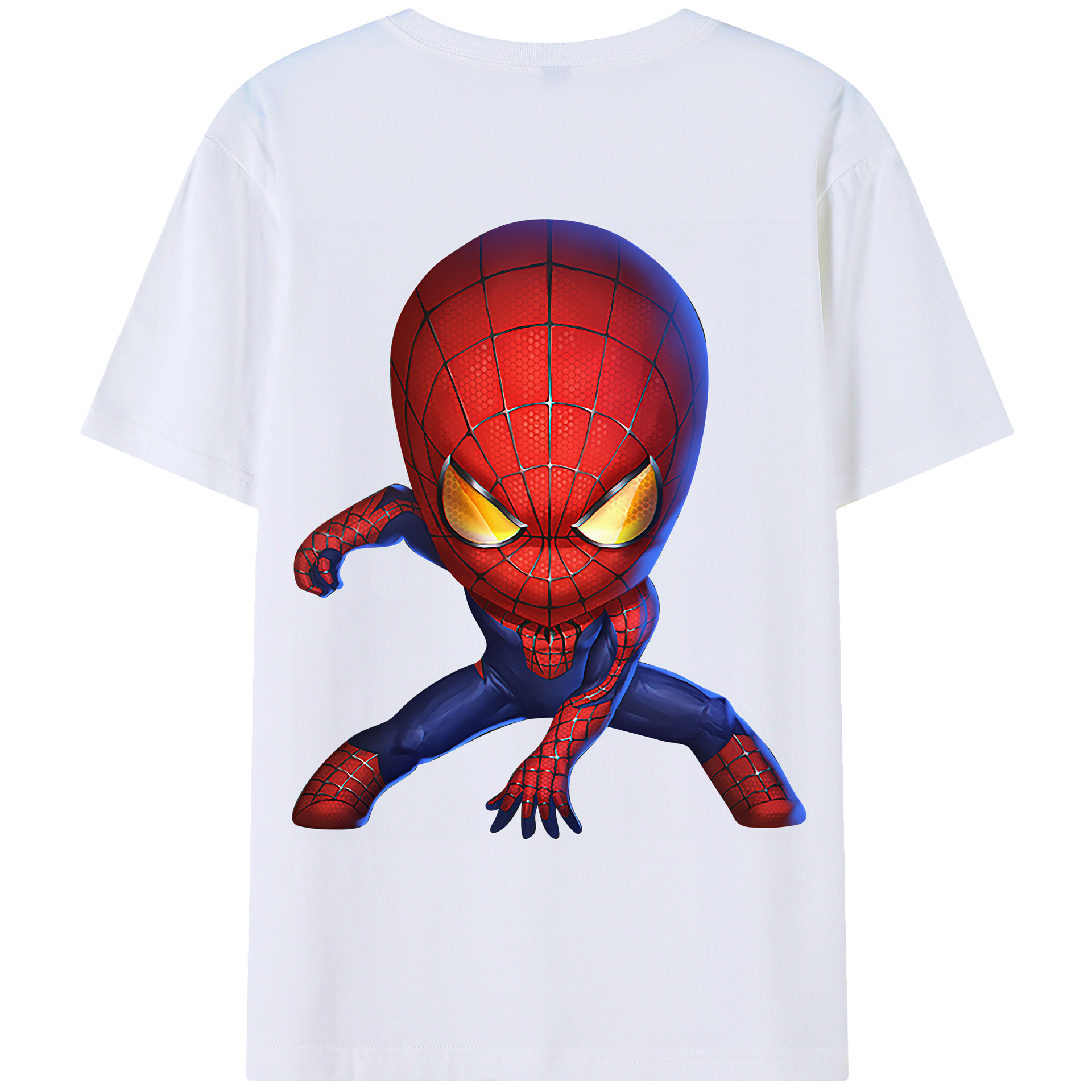 （画像用） Spider Man スパイダーマン 綿100％ メンズ半袖Tシャツ（バックプリント） 通気性