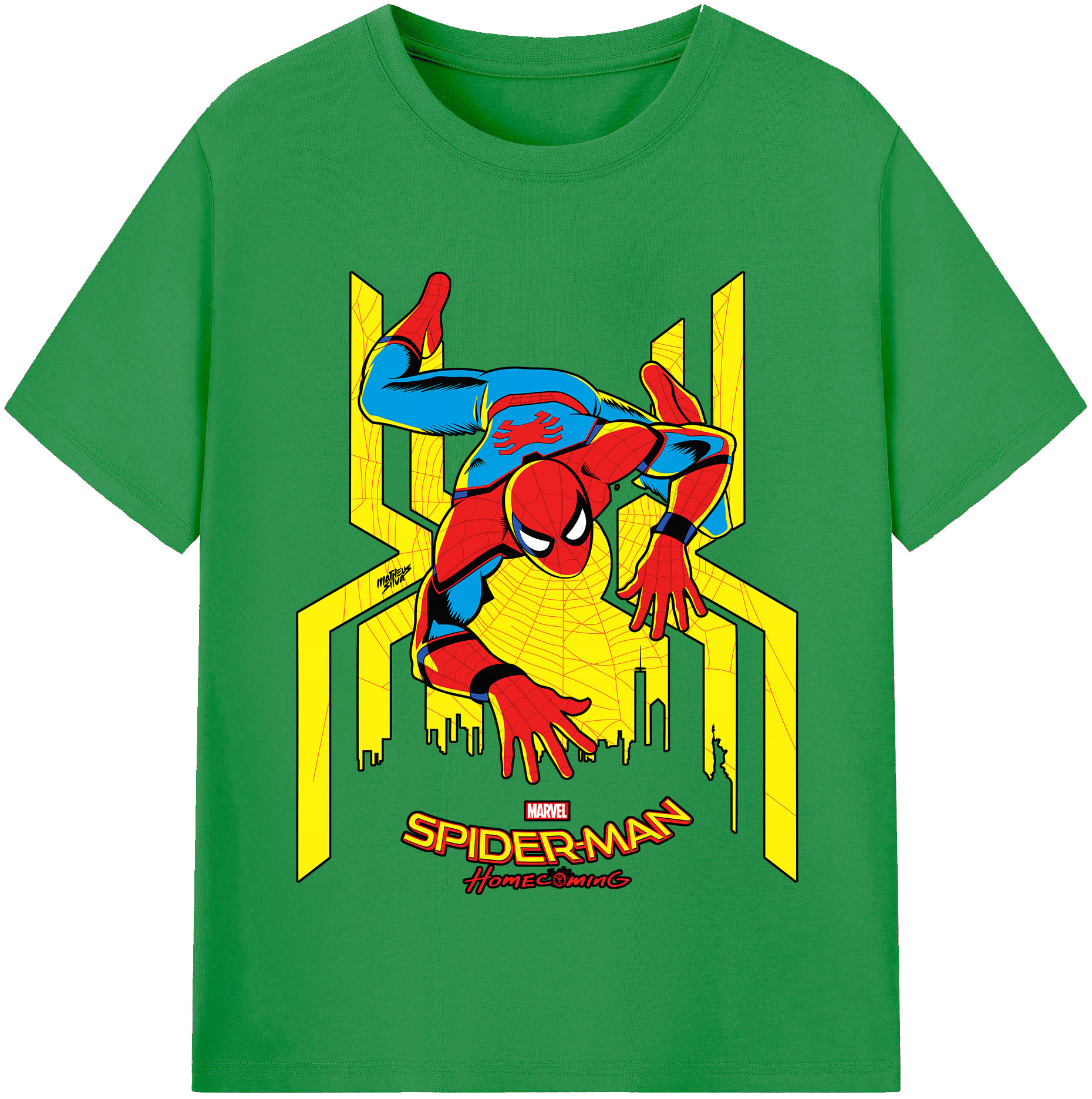（画像用） Spider Man スパイダーマン レディースカジュアルプリントTシャツ（綿100％）