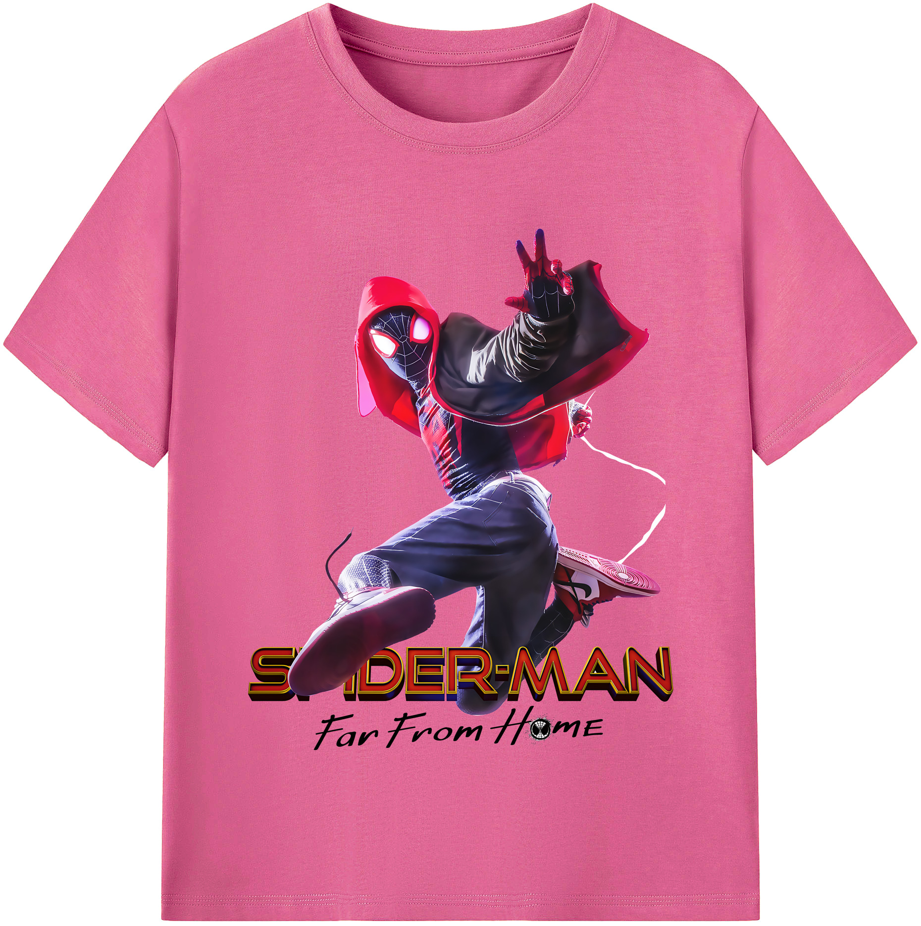 （画像用） Spider Man スパイダーマン レディースカジュアルプリントTシャツ（綿100％）