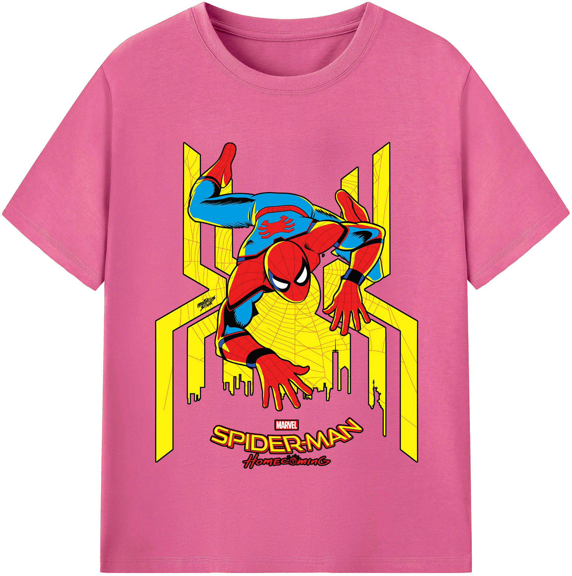 （画像用） Spider Man スパイダーマン レディースカジュアルプリントTシャツ（綿100％）
