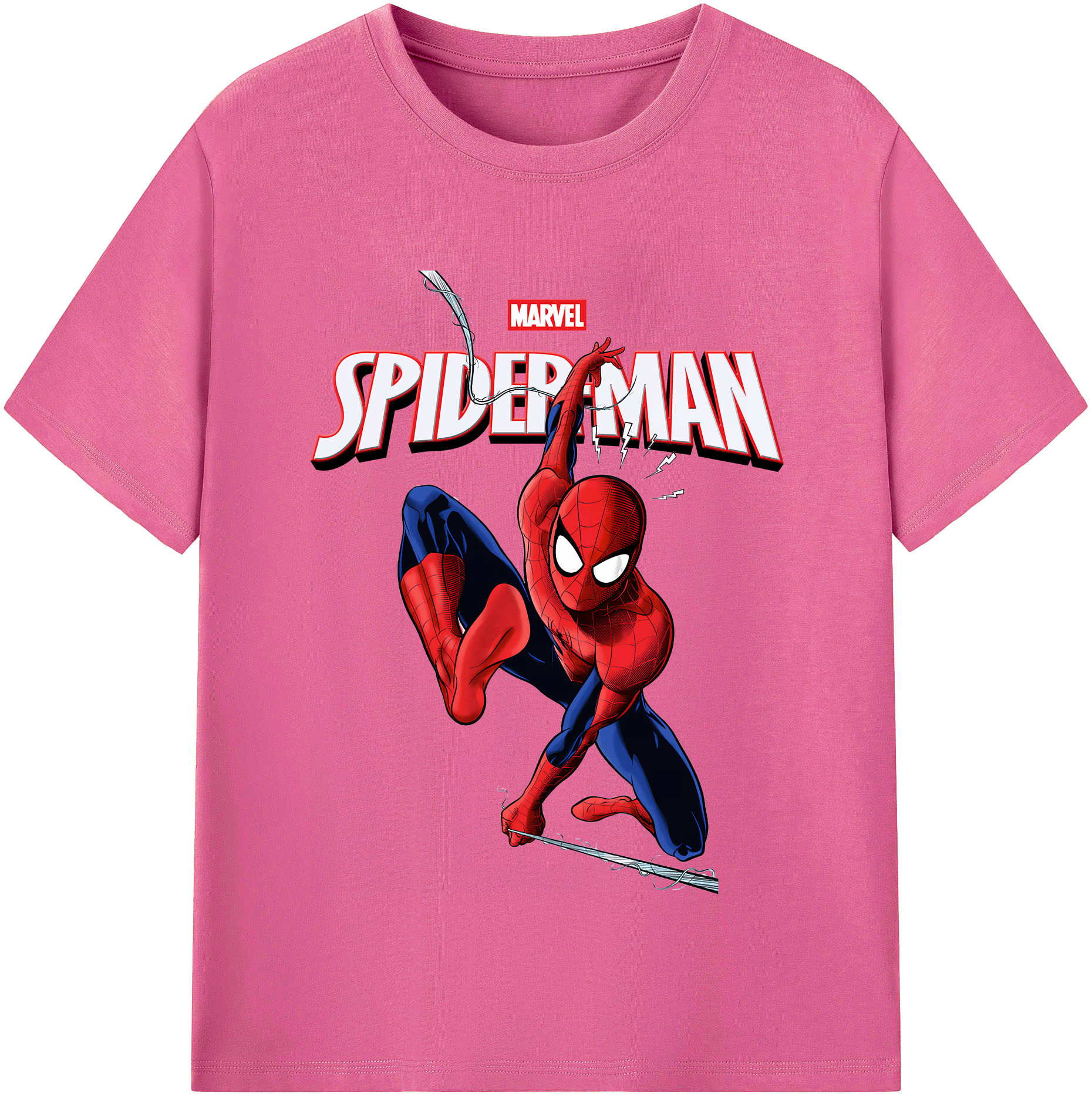 （画像用） Spider Man スパイダーマン レディースカジュアルプリントTシャツ（綿100％）