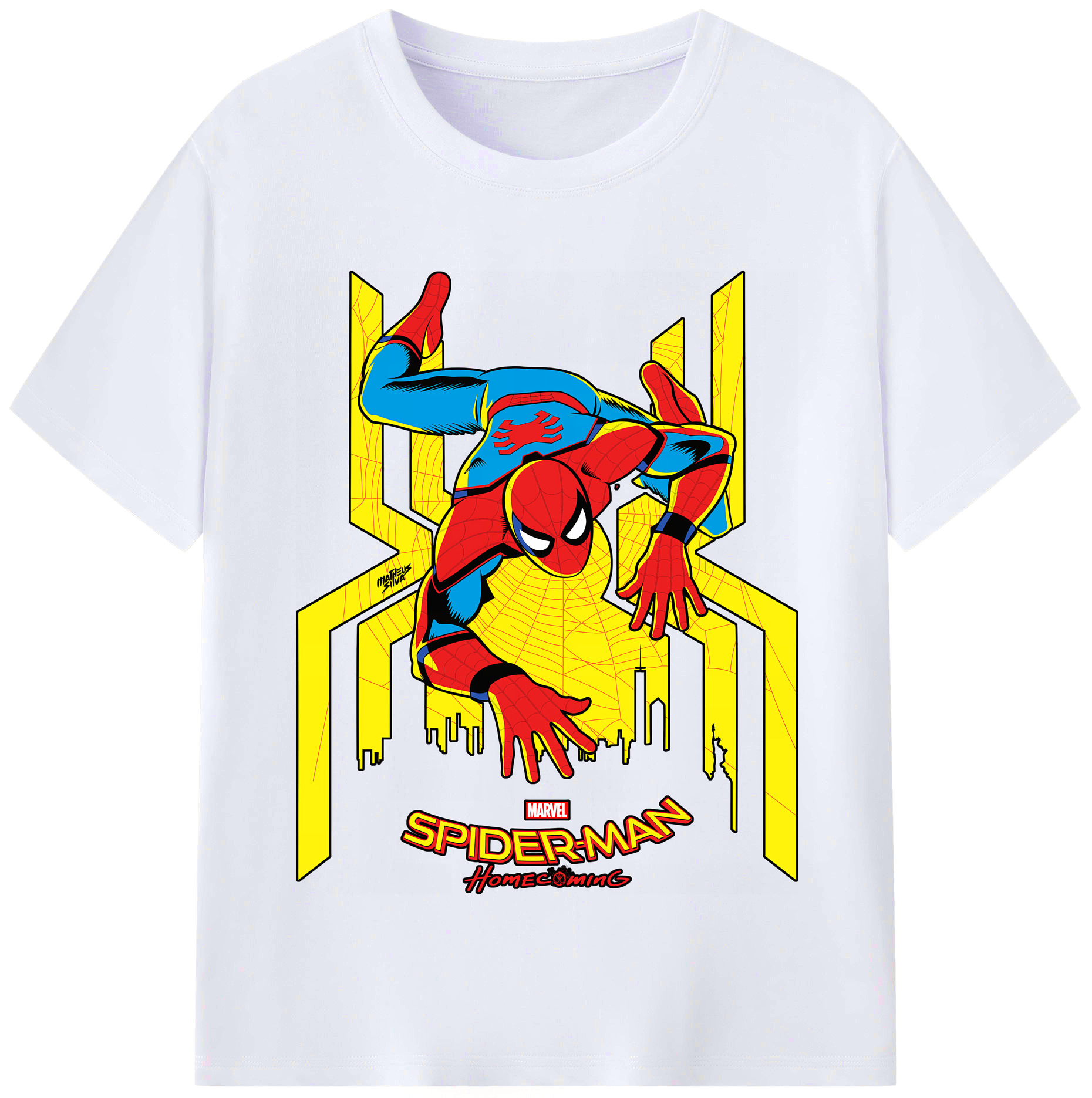 （画像用） Spider Man スパイダーマン レディースカジュアルプリントTシャツ（綿100％）