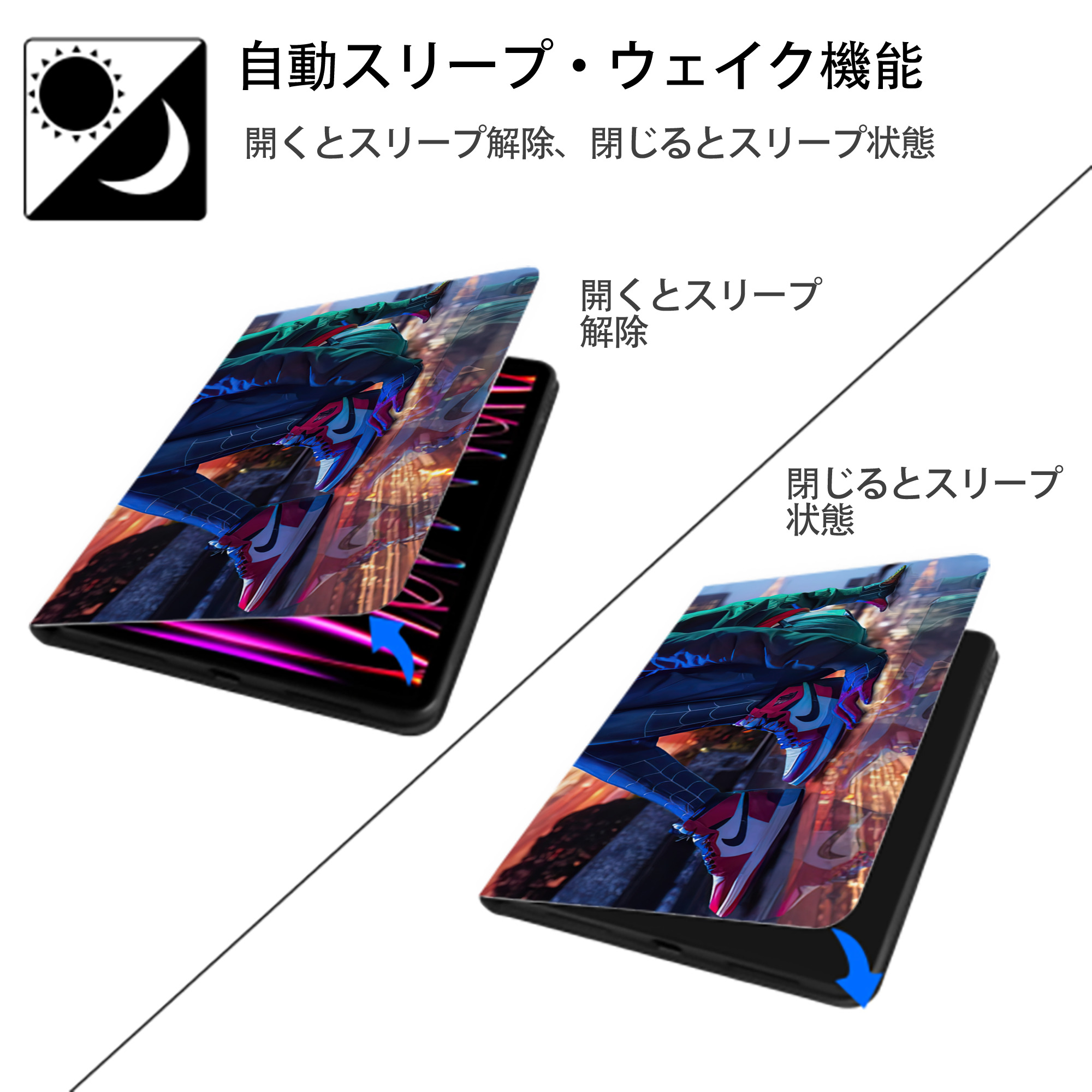 Spider Man スパイダーマン IPad ケース ブック型 PUレザー TPU 耐衝撃 軽量 薄型 ペン収納なし 全面保護 IPad 各モデル対応