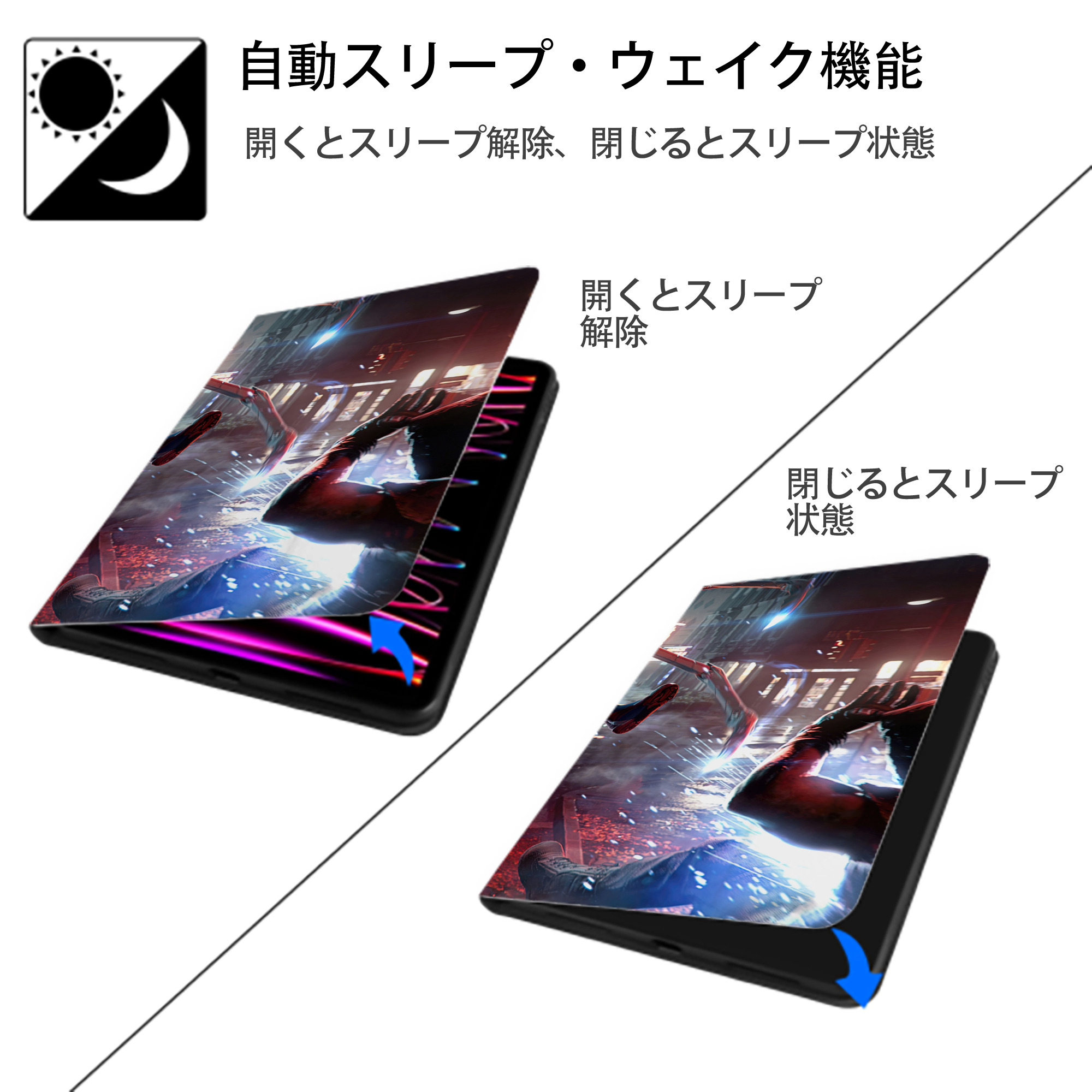 Spider Man スパイダーマン IPad ケース ブック型 PUレザー TPU 耐衝撃 軽量 薄型 ペン収納なし 全面保護 IPad 各モデル対応