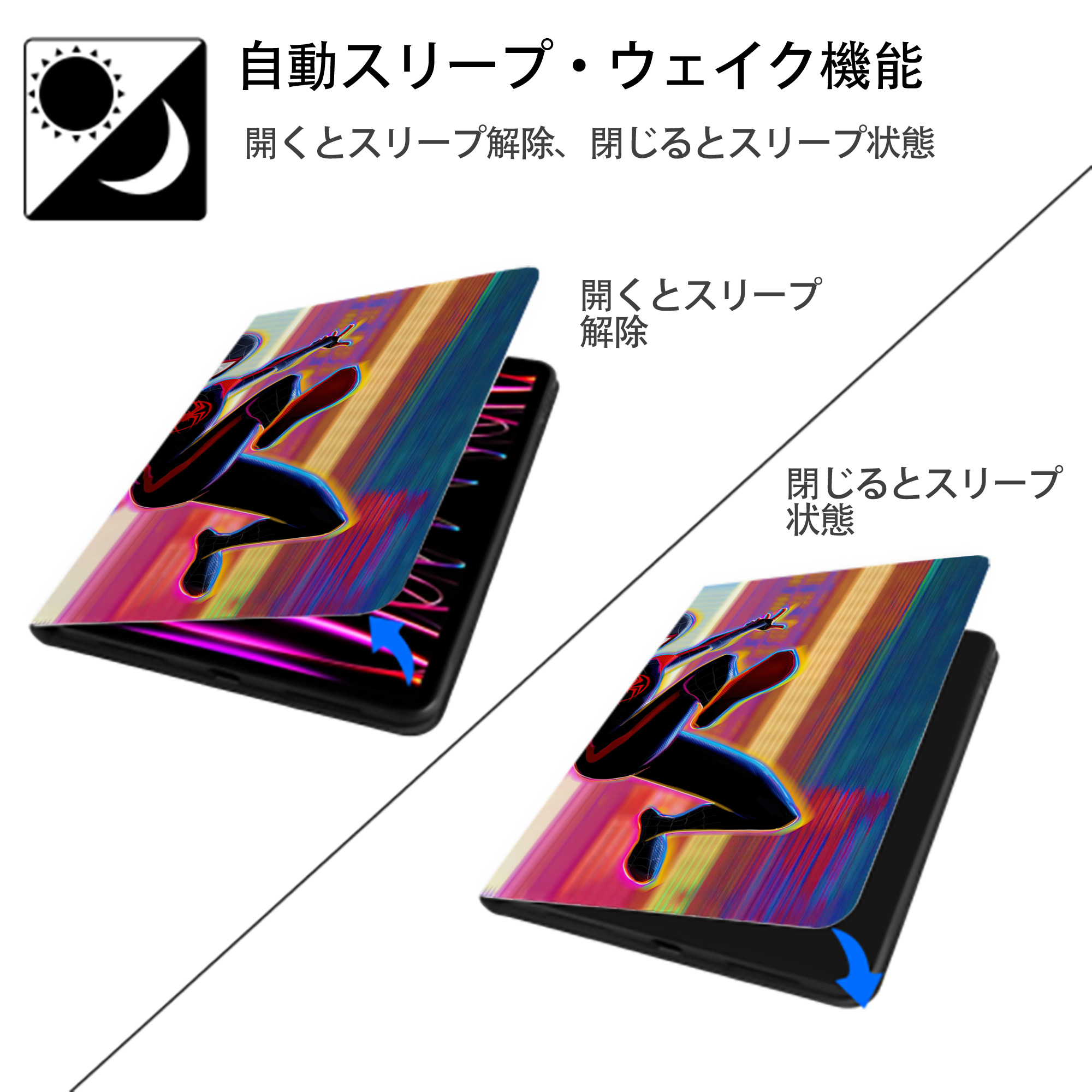 Spider Man スパイダーマン IPad ケース ブック型 PUレザー TPU 耐衝撃 軽量 薄型 ペン収納なし 全面保護 IPad 各モデル対応