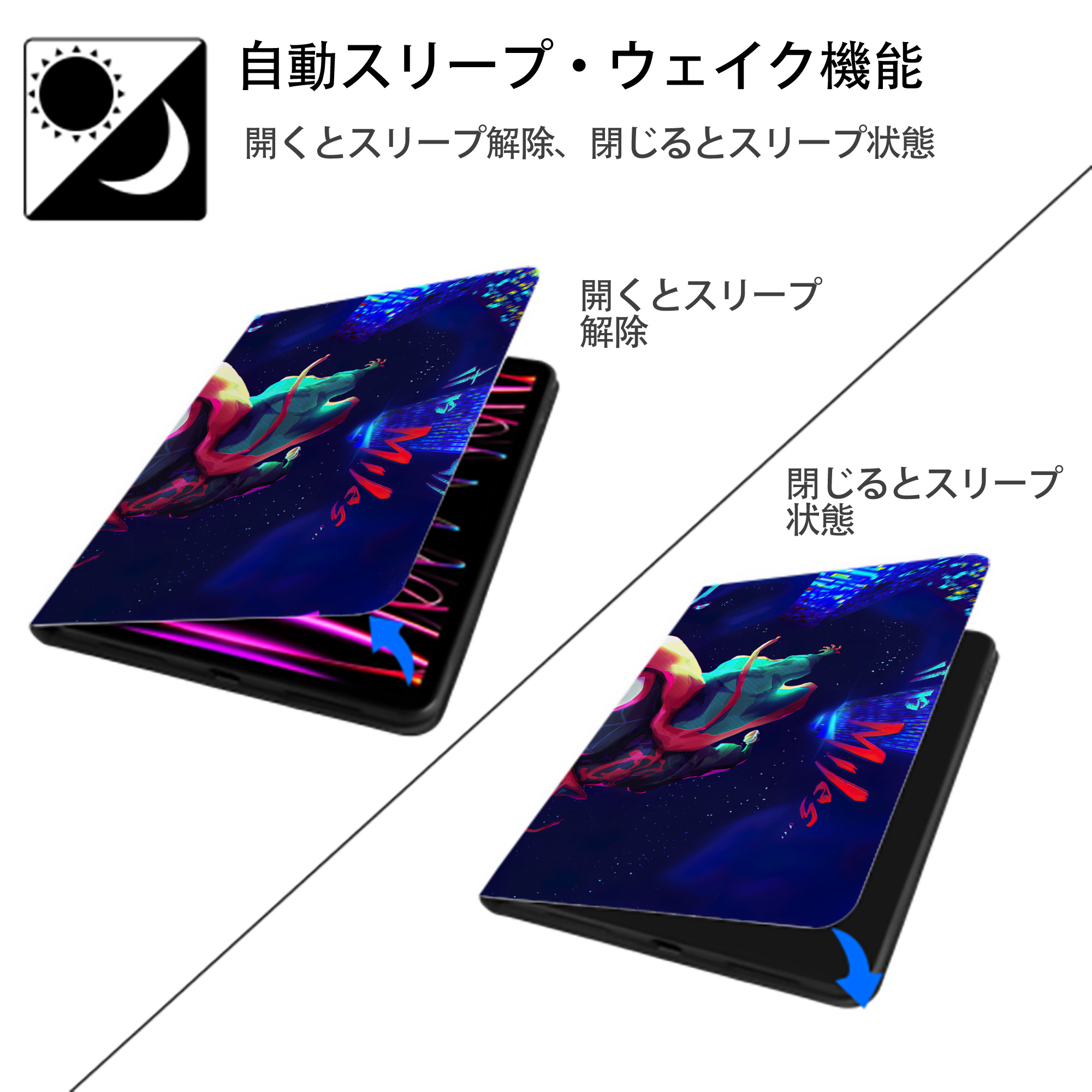 Spider Man スパイダーマン IPad ケース ブック型 PUレザー TPU 耐衝撃 軽量 薄型 ペン収納なし 全面保護 IPad 各モデル対応