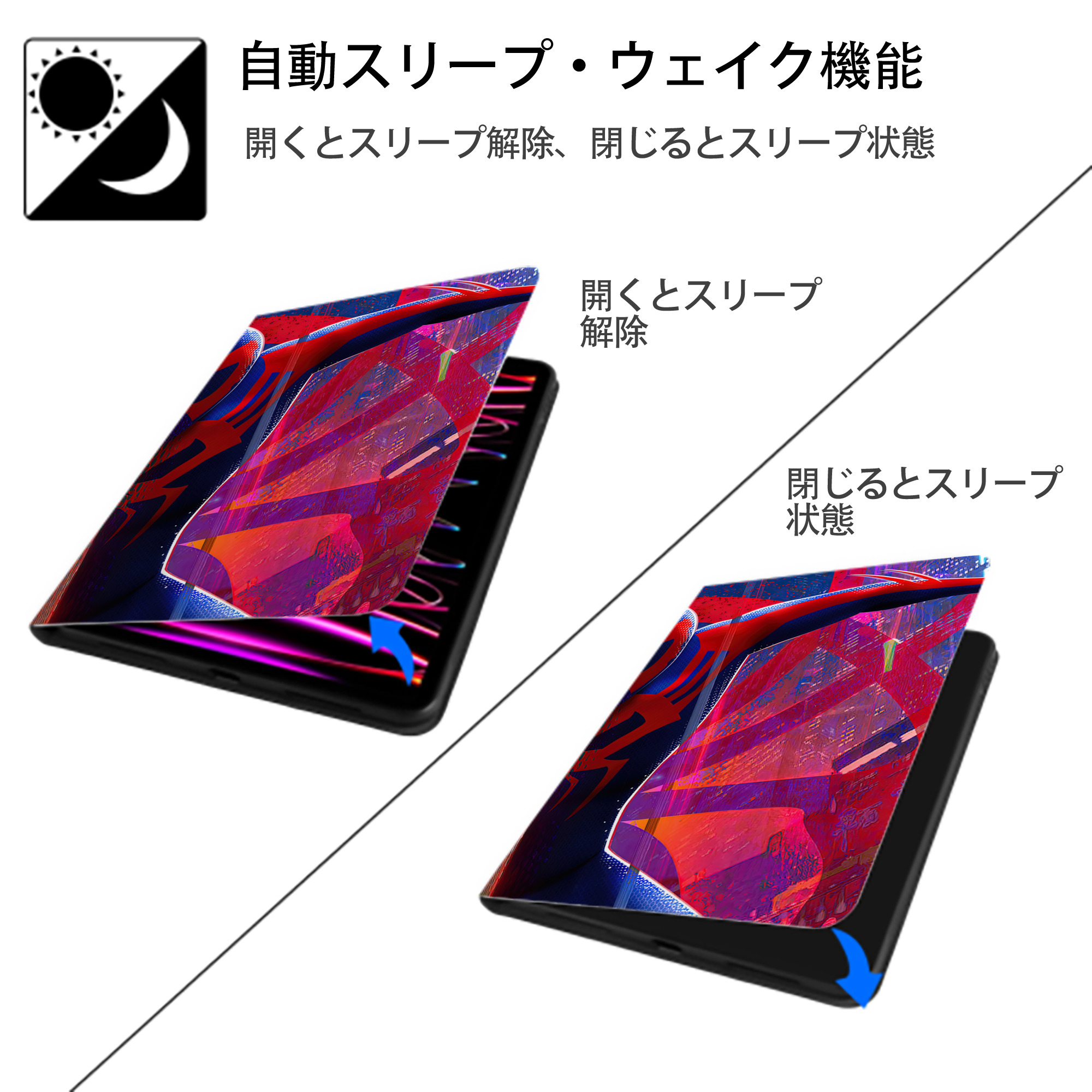 Spider Man スパイダーマン IPad ケース ブック型 PUレザー TPU 耐衝撃 軽量 薄型 ペン収納なし 全面保護 IPad 各モデル対応