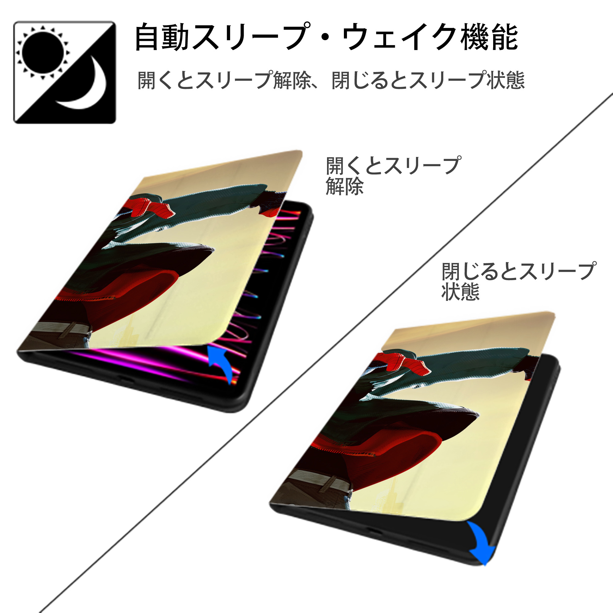 Spider Man スパイダーマン IPad ケース ブック型 PUレザー TPU 耐衝撃 軽量 薄型 ペン収納なし 全面保護 IPad 各モデル対応