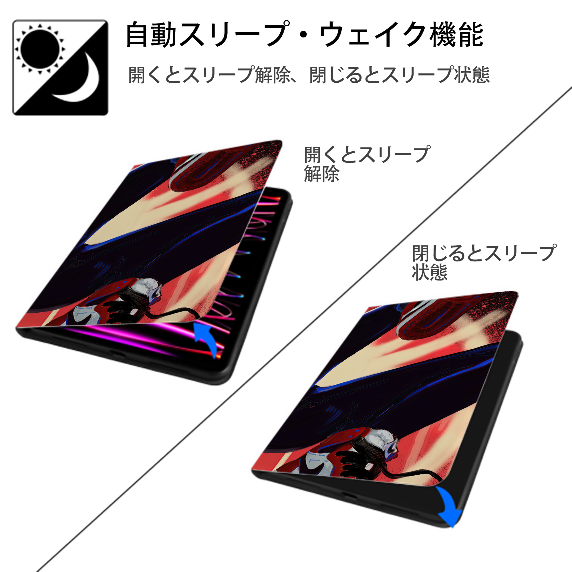 Spider Man スパイダーマン IPad ケース ブック型 PUレザー TPU 耐衝撃 軽量 薄型 ペン収納なし 全面保護 IPad 各モデル対応