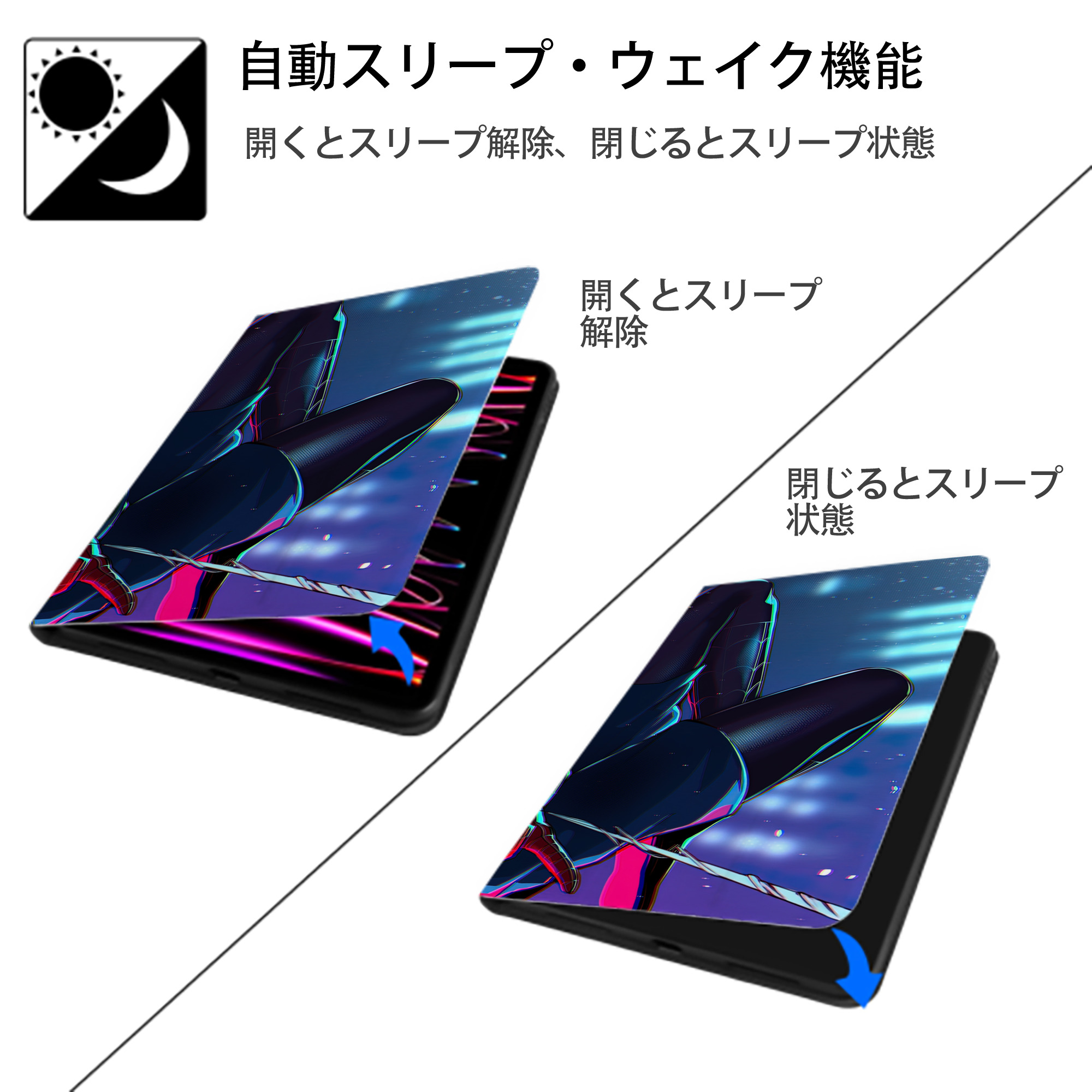 Spider Man スパイダーマン IPad ケース ブック型 PUレザー TPU 耐衝撃 軽量 薄型 ペン収納なし 全面保護 IPad 各モデル対応