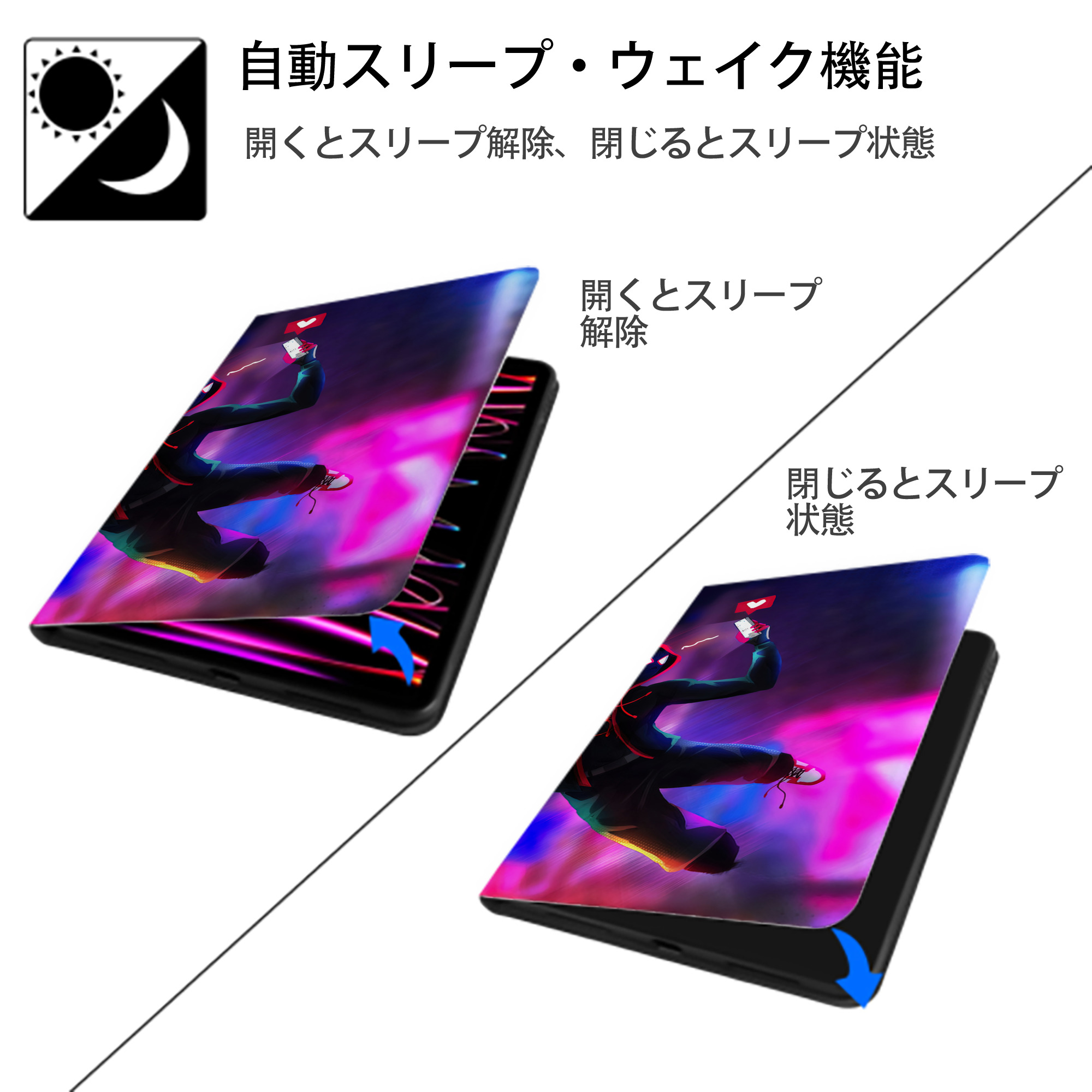Spider Man スパイダーマン IPad ケース ブック型 PUレザー TPU 耐衝撃 軽量 薄型 ペン収納なし 全面保護 IPad 各モデル対応