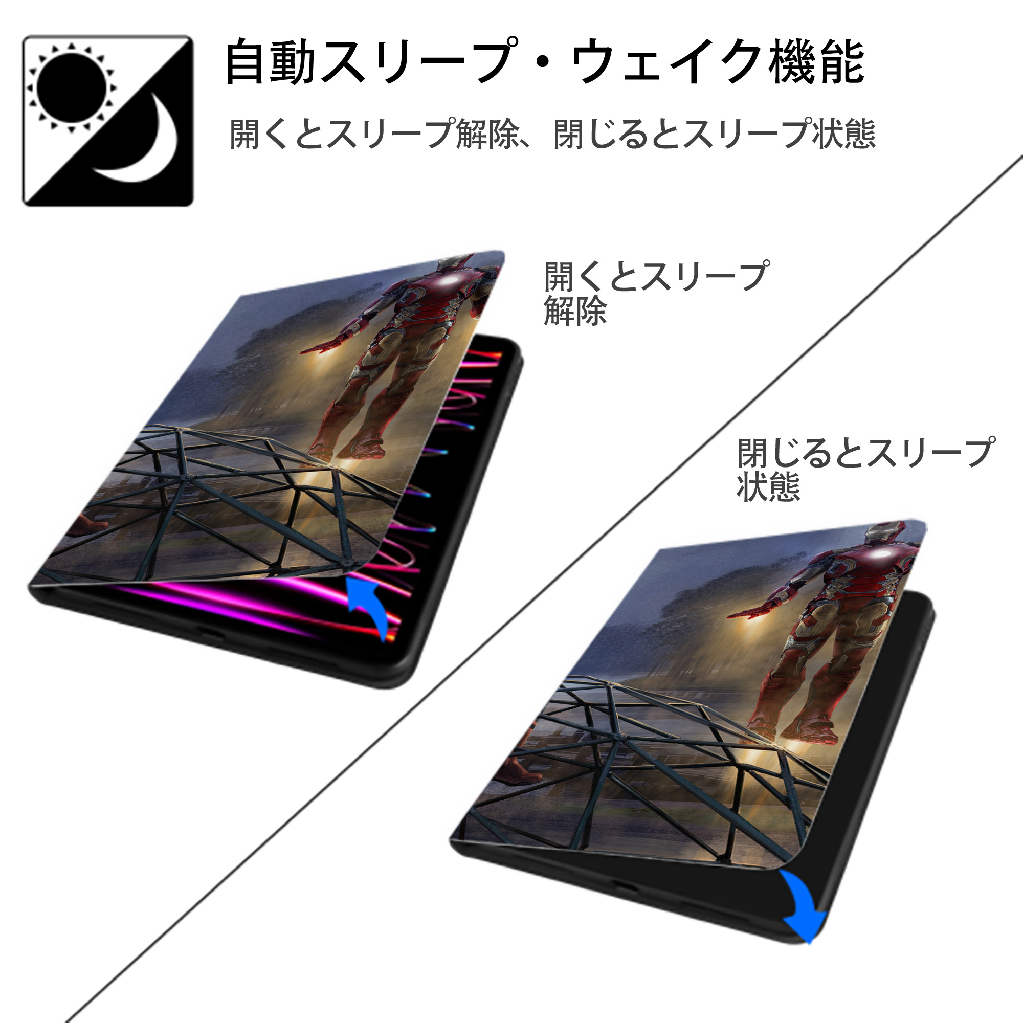 Spider Man スパイダーマン IPad ケース ブック型 PUレザー TPU 耐衝撃 軽量 薄型 ペン収納なし 全面保護 IPad 各モデル対応