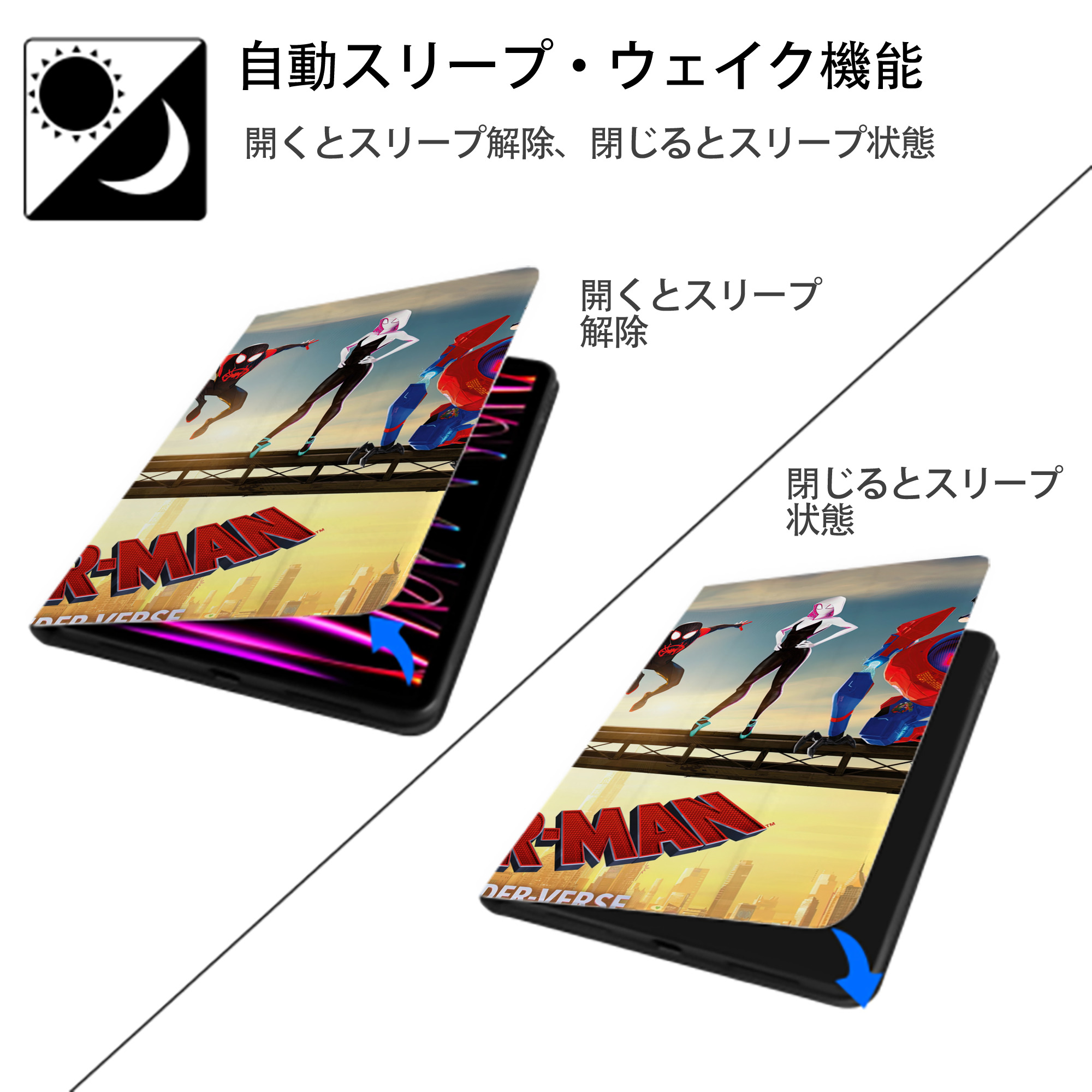 Spider Man スパイダーマン IPad ケース ブック型 PUレザー TPU 耐衝撃 軽量 薄型 ペン収納なし 全面保護 IPad 各モデル対応