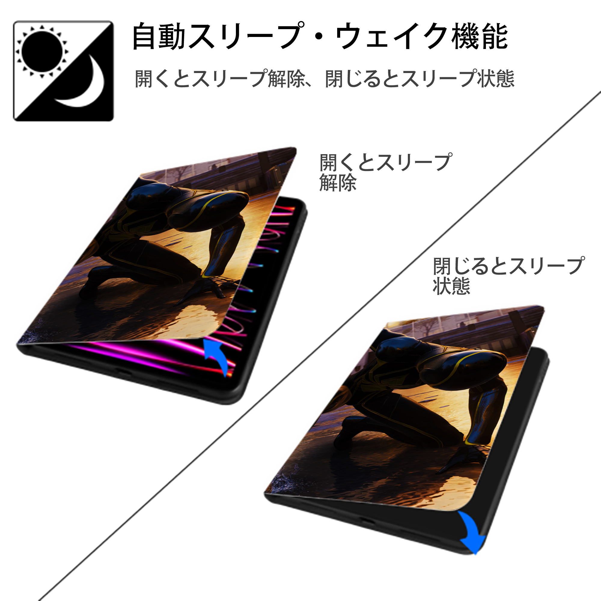 Spider Man スパイダーマン IPad ケース ブック型 PUレザー TPU 耐衝撃 軽量 薄型 ペン収納なし 全面保護 IPad 各モデル対応