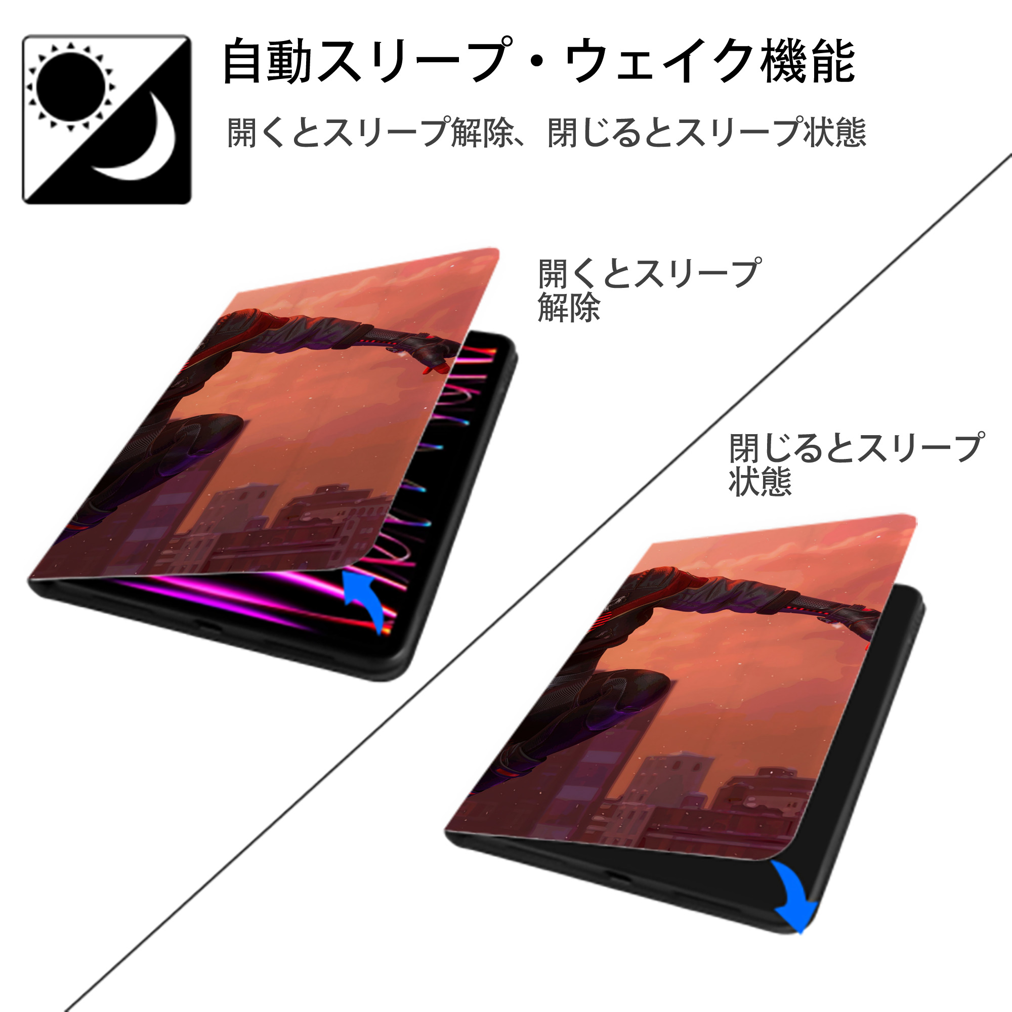 Spider Man スパイダーマン IPad ケース ブック型 PUレザー TPU 耐衝撃 軽量 薄型 ペン収納なし 全面保護 IPad 各モデル対応