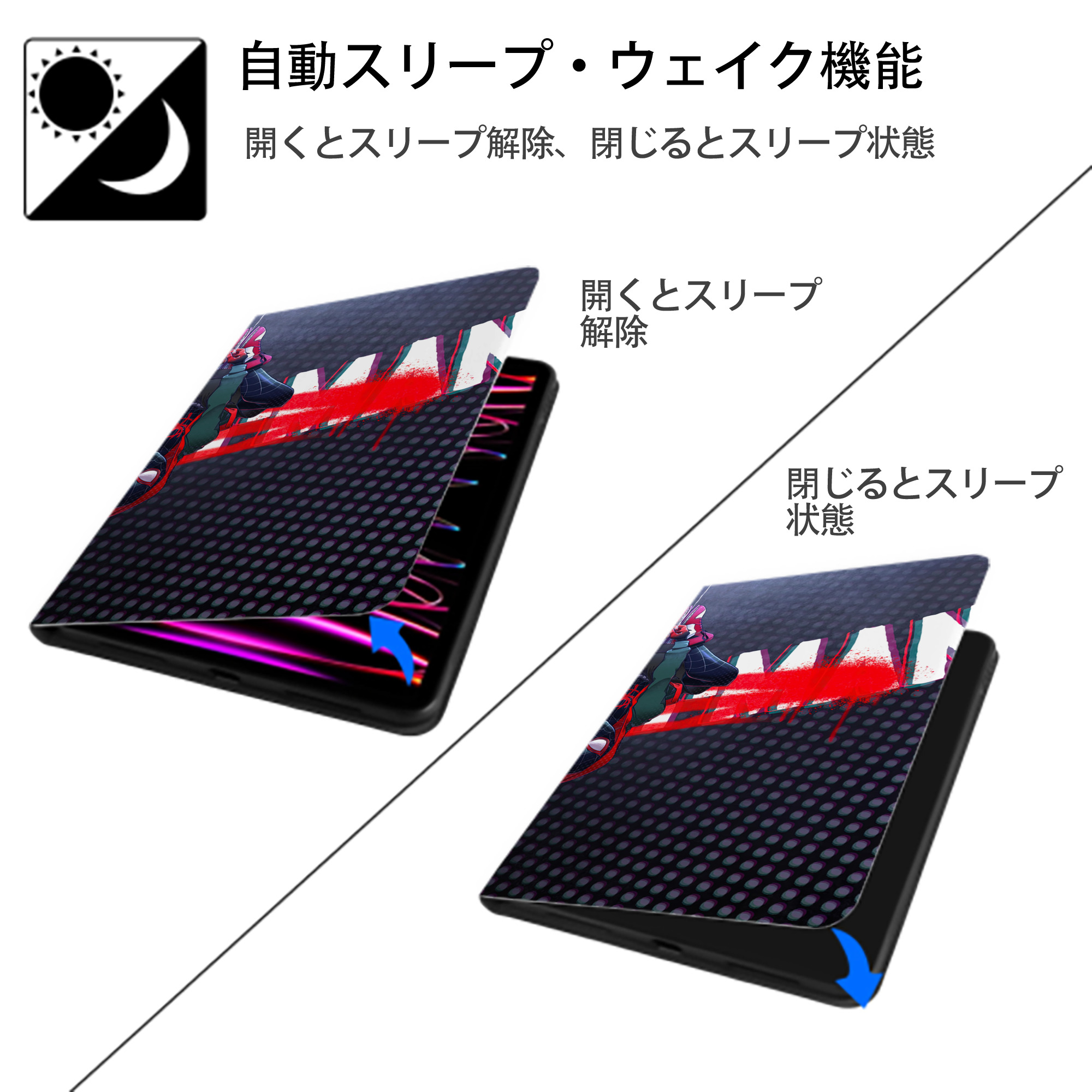 Spider Man スパイダーマン IPad ケース ブック型 PUレザー TPU 耐衝撃 軽量 薄型 ペン収納なし 全面保護 IPad 各モデル対応
