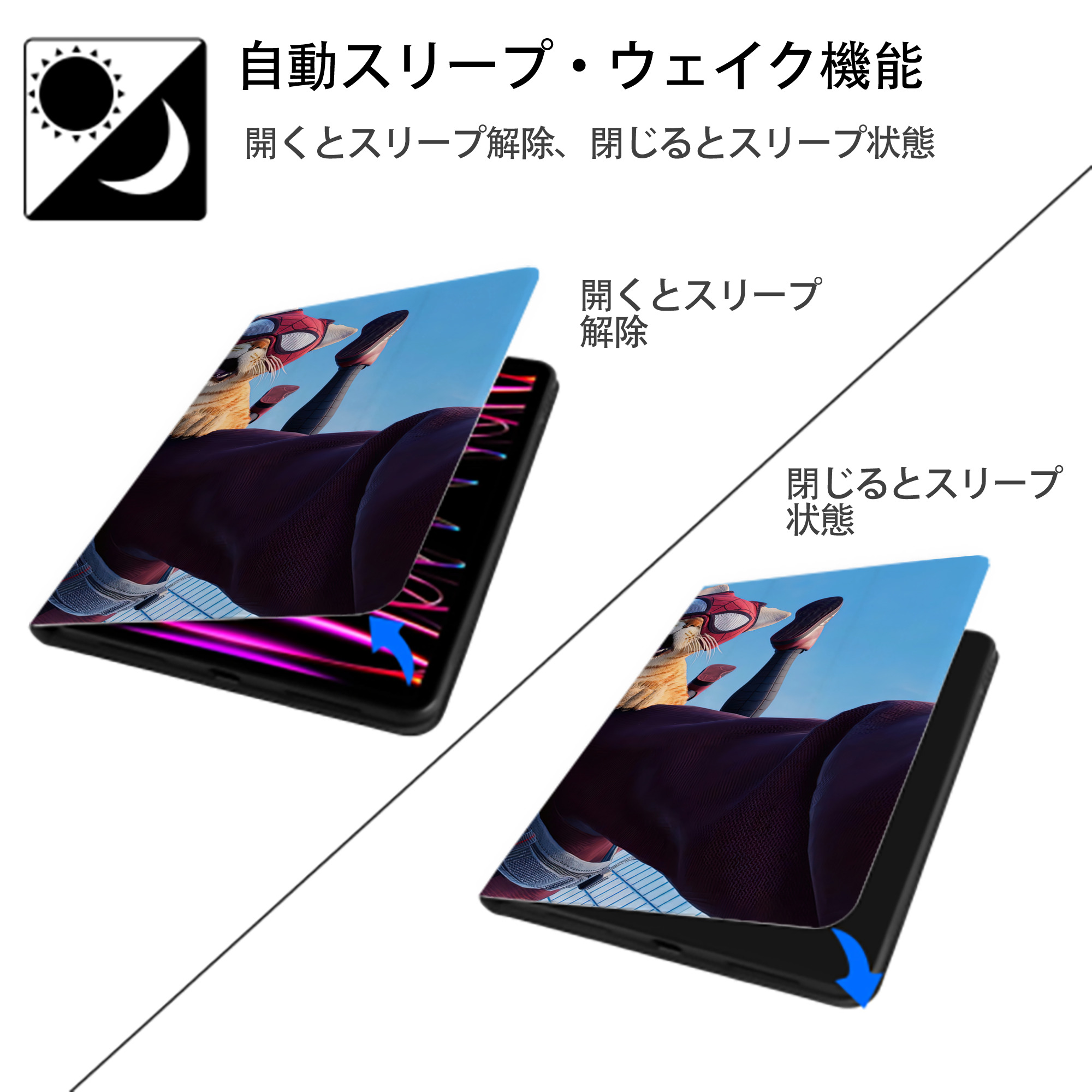 Spider Man スパイダーマン IPad ケース ブック型 PUレザー TPU 耐衝撃 軽量 薄型 ペン収納なし 全面保護 IPad 各モデル対応