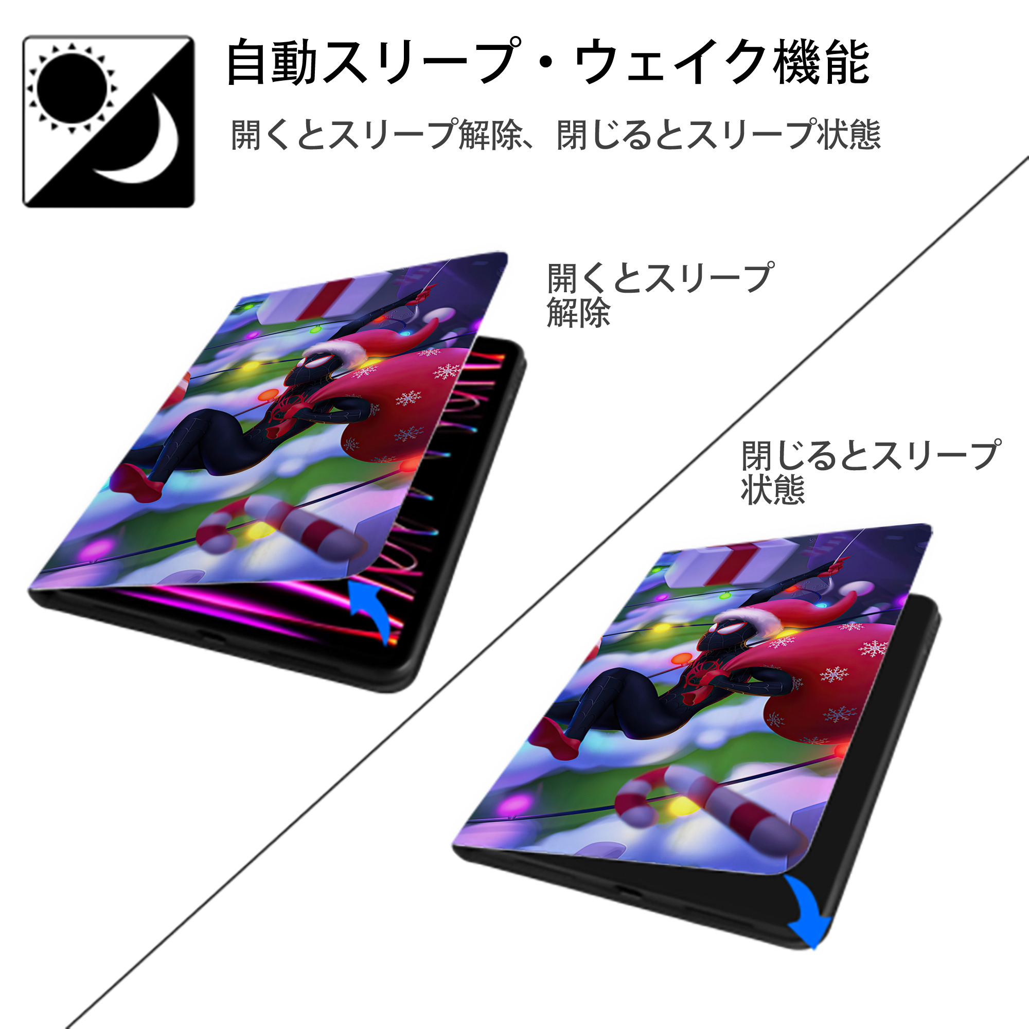 Spider Man スパイダーマン IPad ケース ブック型 PUレザー TPU 耐衝撃 軽量 薄型 ペン収納なし 全面保護 IPad 各モデル対応