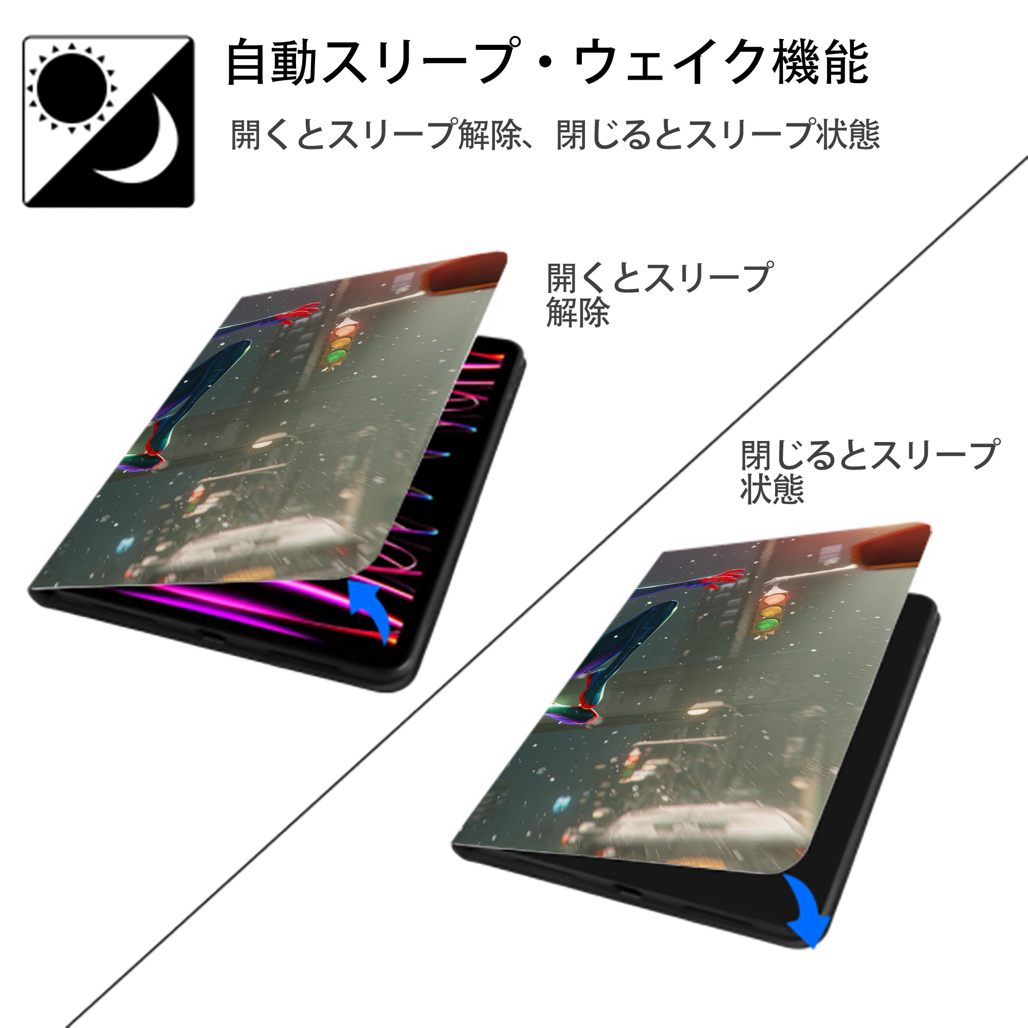 Spider Man スパイダーマン IPad ケース ブック型 PUレザー TPU 耐衝撃 軽量 薄型 ペン収納なし 全面保護 IPad 各モデル対応