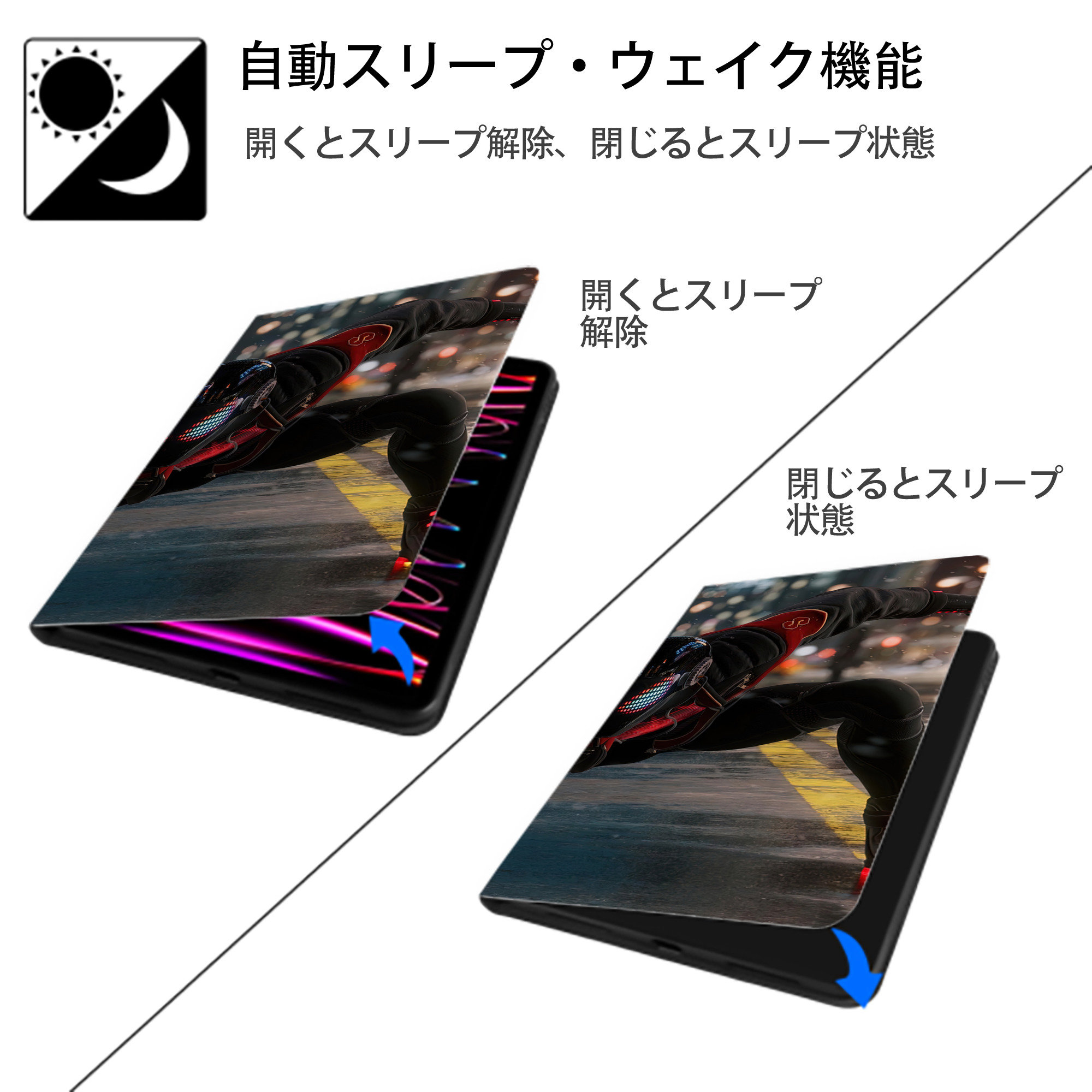 Spider Man スパイダーマン IPad ケース ブック型 PUレザー TPU 耐衝撃 軽量 薄型 ペン収納なし 全面保護 IPad 各モデル対応