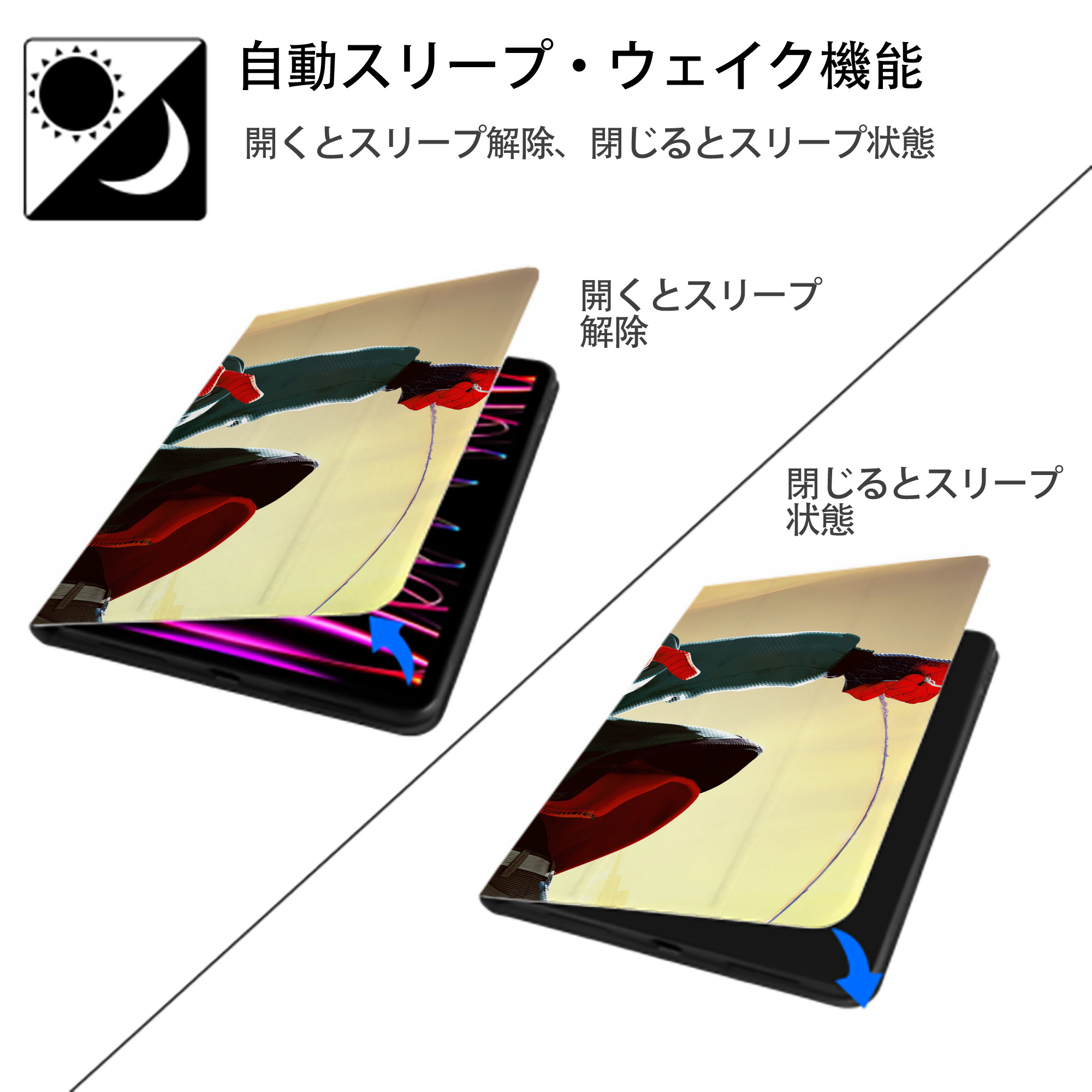Spider Man スパイダーマン IPad ケース ブック型 PUレザー TPU 耐衝撃 軽量 薄型 ペン収納なし 全面保護 IPad 各モデル対応