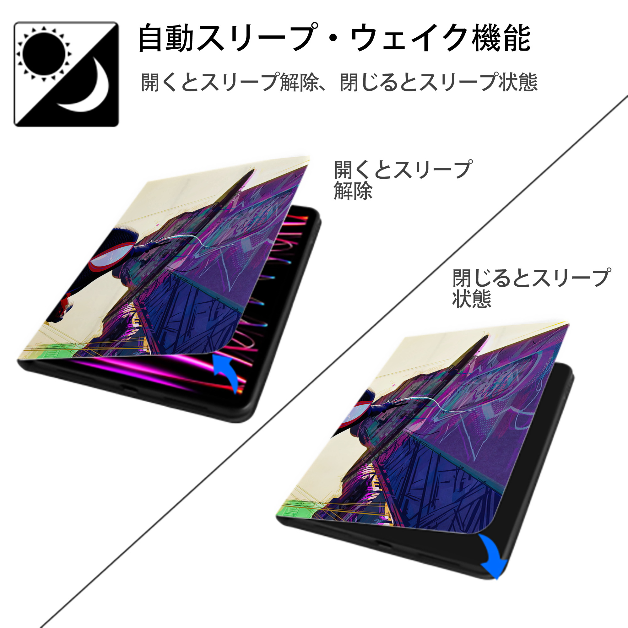 Spider Man スパイダーマン IPad ケース ブック型 PUレザー TPU 耐衝撃 軽量 薄型 ペン収納なし 全面保護 IPad 各モデル対応