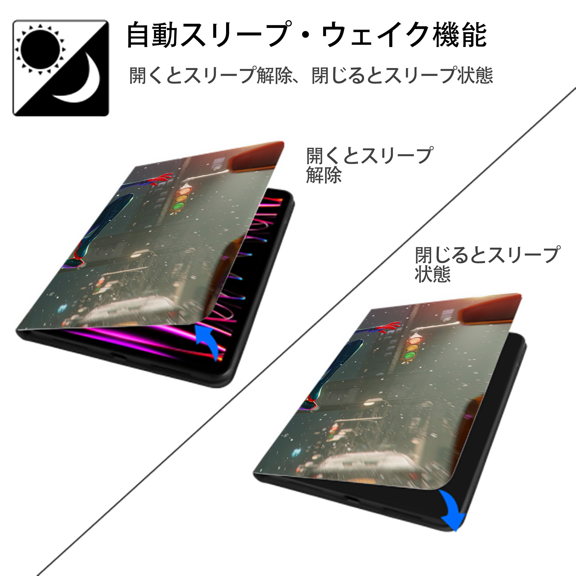 Spider Man スパイダーマン IPad ケース ブック型 PUレザー TPU 耐衝撃 軽量 薄型 ペン収納なし 全面保護 IPad 各モデル対応