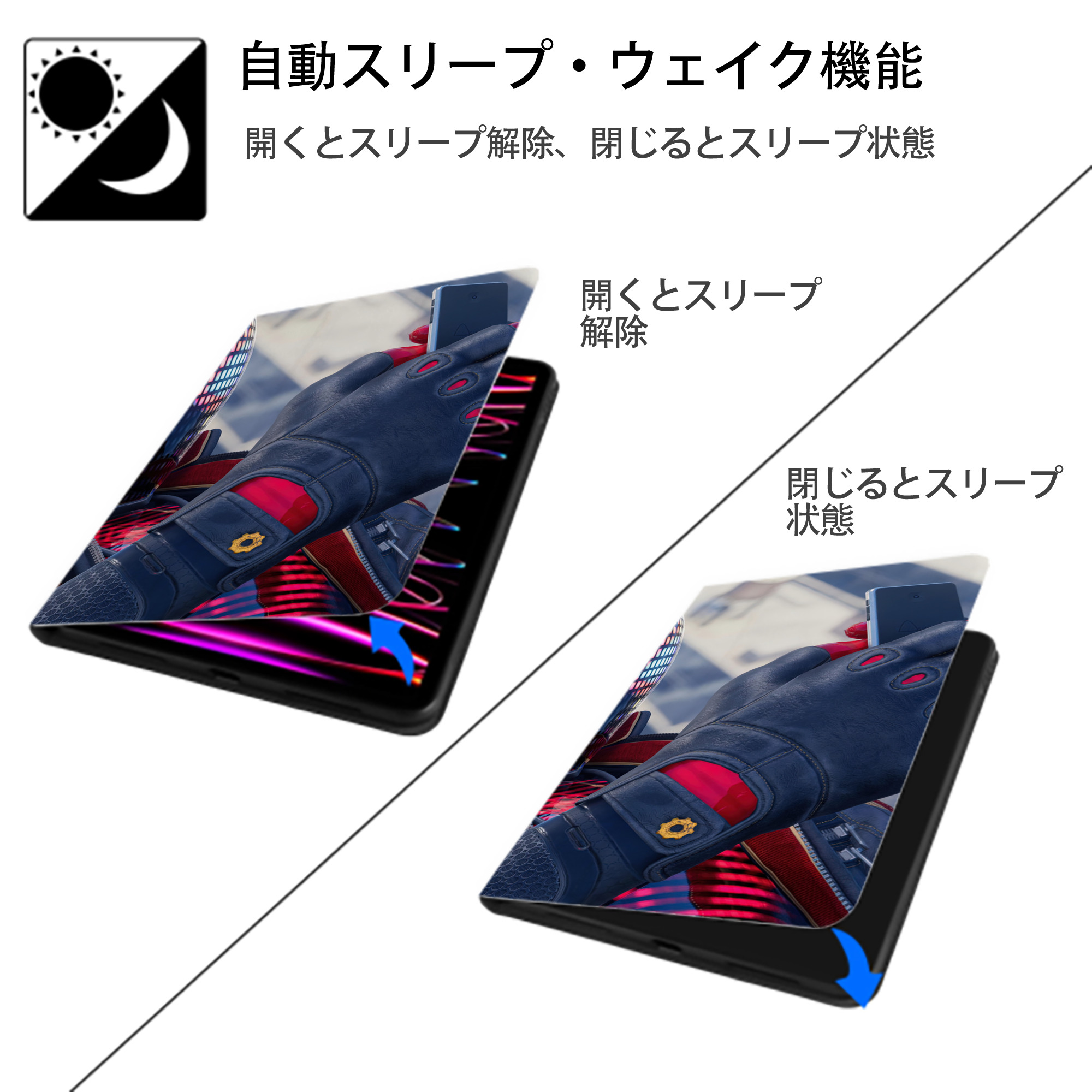 Spider Man スパイダーマン IPadケース ペンホルダー付き ブックスタイルデザイン