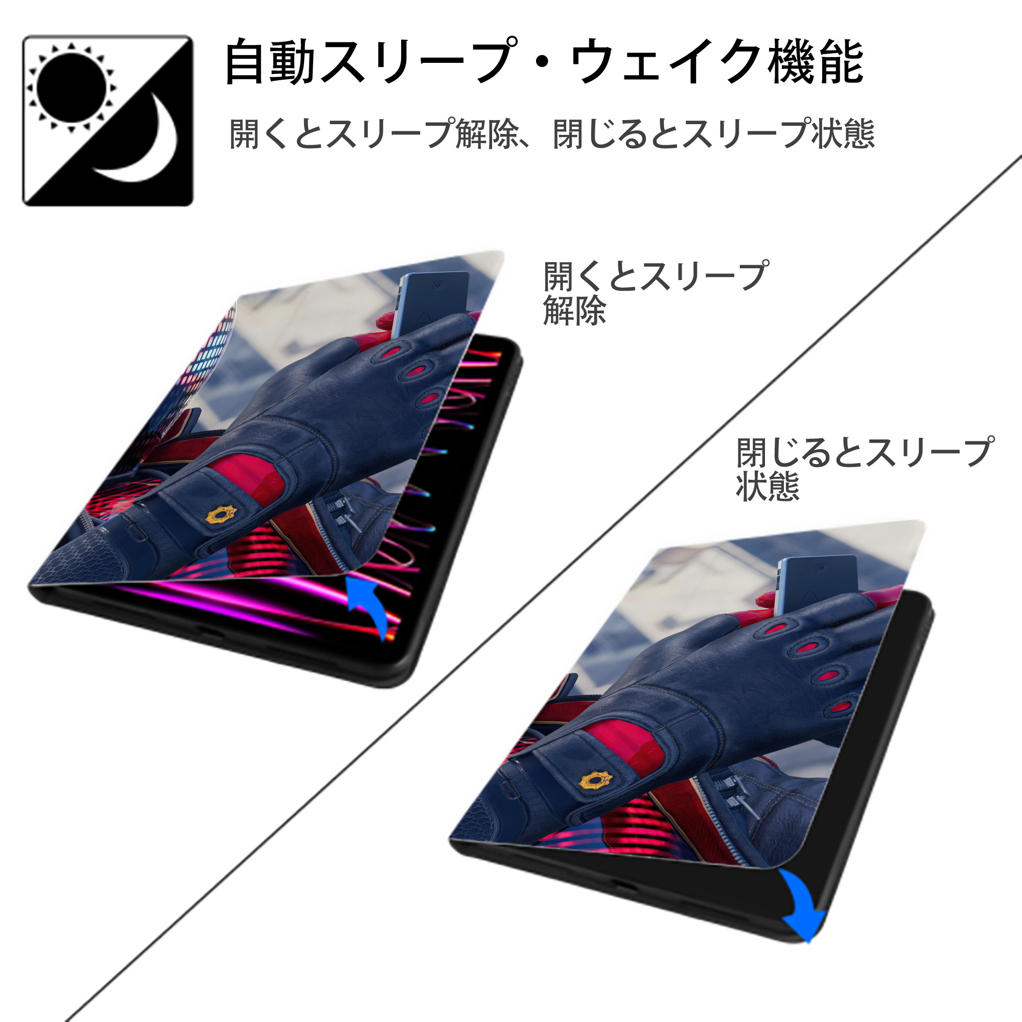 Spider Man スパイダーマン IPadケース ペンホルダー付き ブックスタイルデザイン