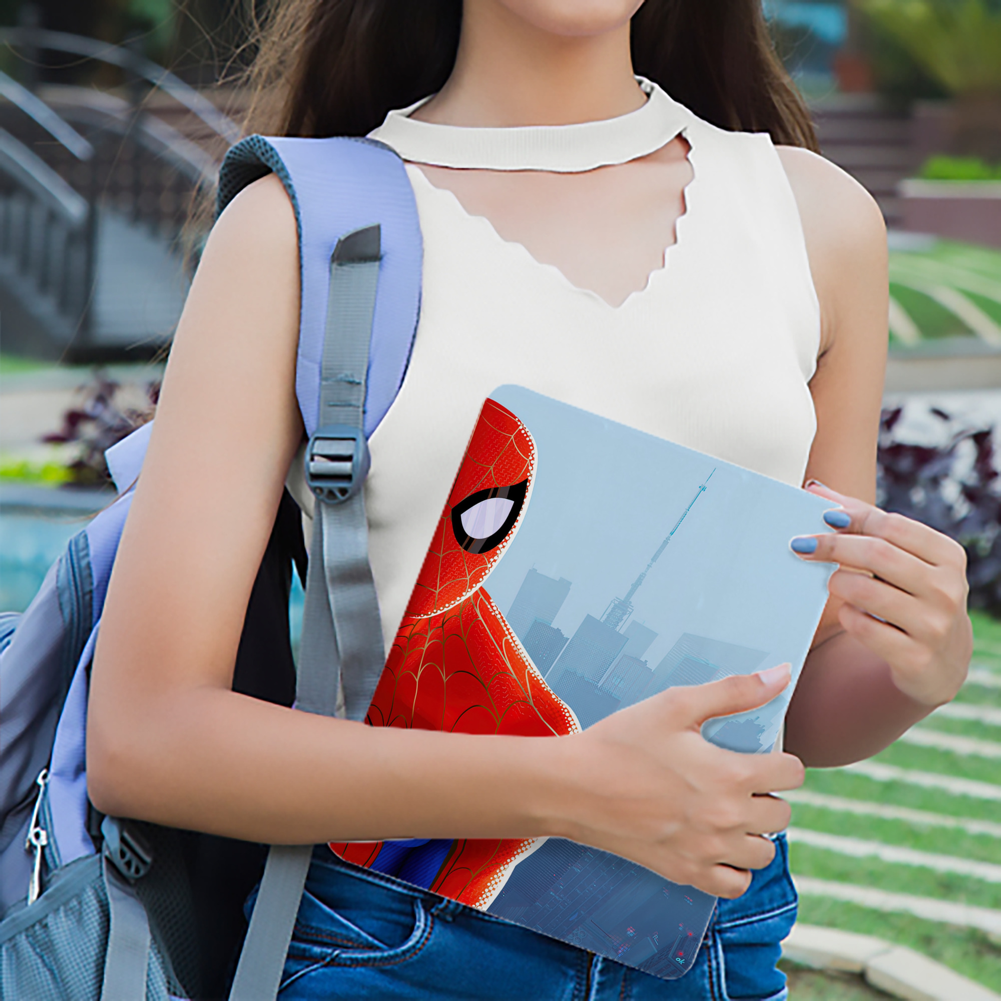 Spider Man スパイダーマン IPadケース ペンホルダー付き ブックスタイルデザイン