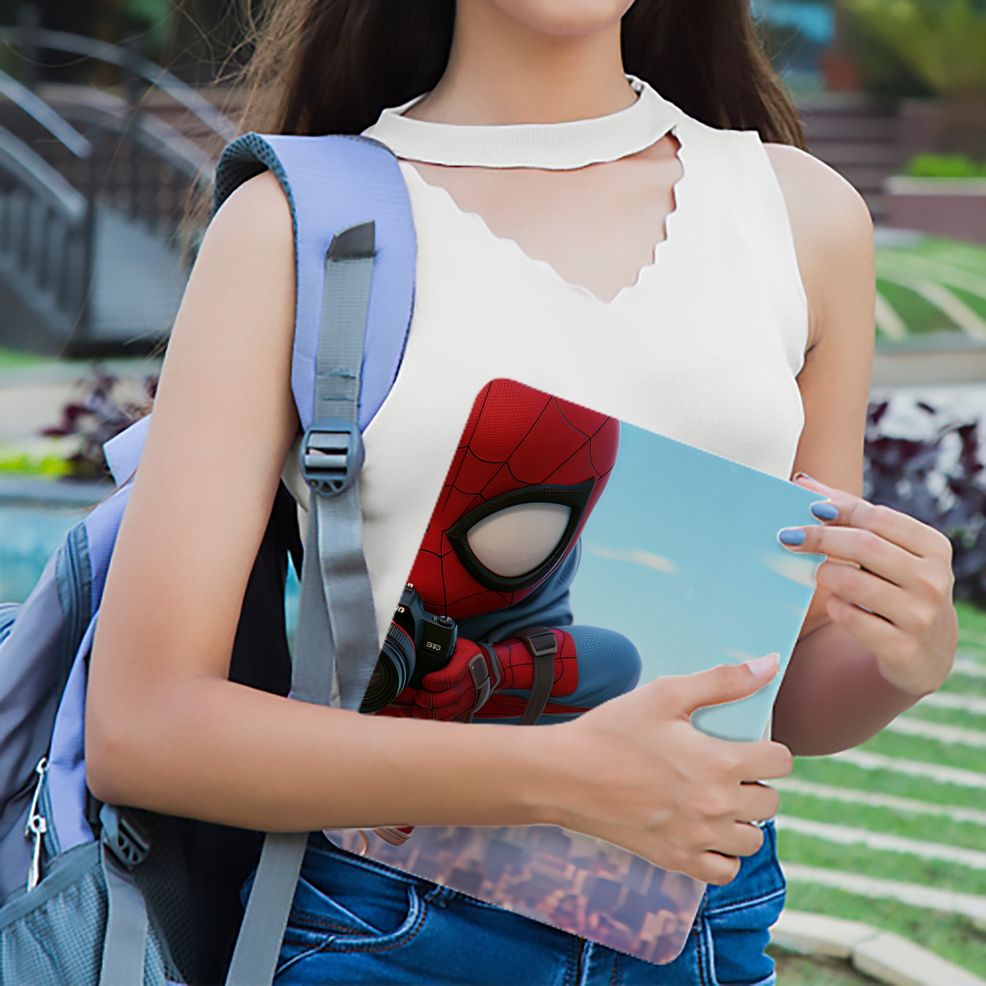 Spider Man スパイダーマン IPadケース ペンホルダー付き ブックスタイルデザイン