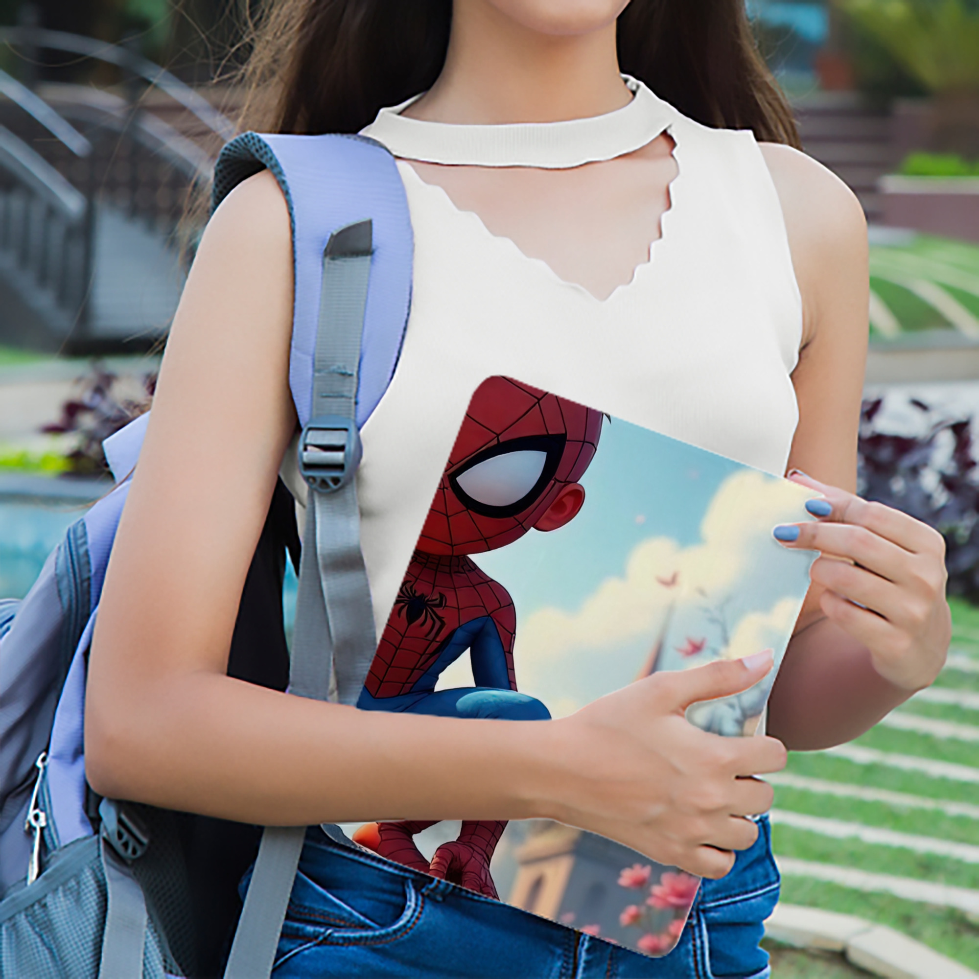Spider Man スパイダーマン IPadケース ペンホルダー付き ブックスタイルデザイン
