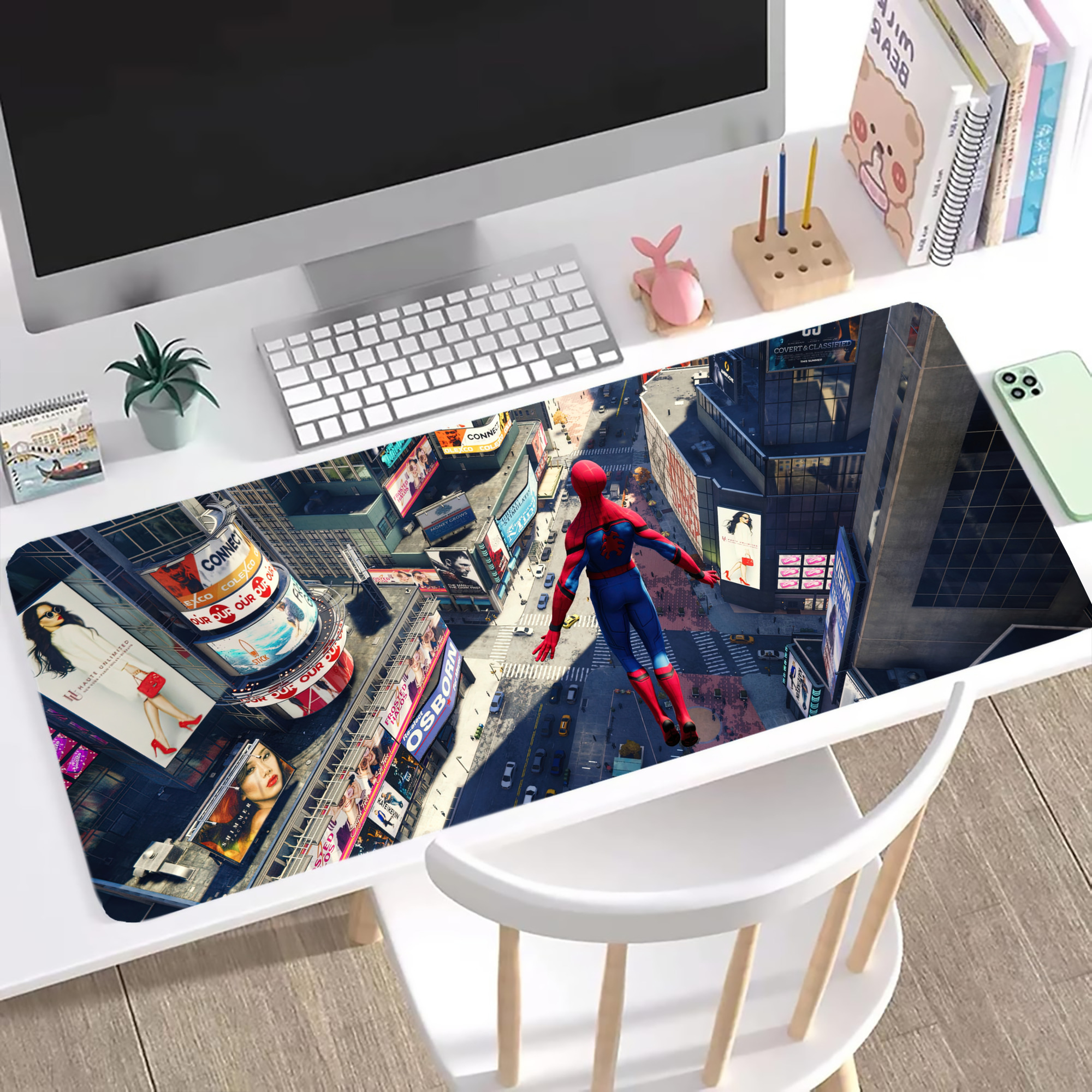（画像用） Spider Man スパイダーマン ステッチ加工 大判デスクマット／滑り止めマウスパッド